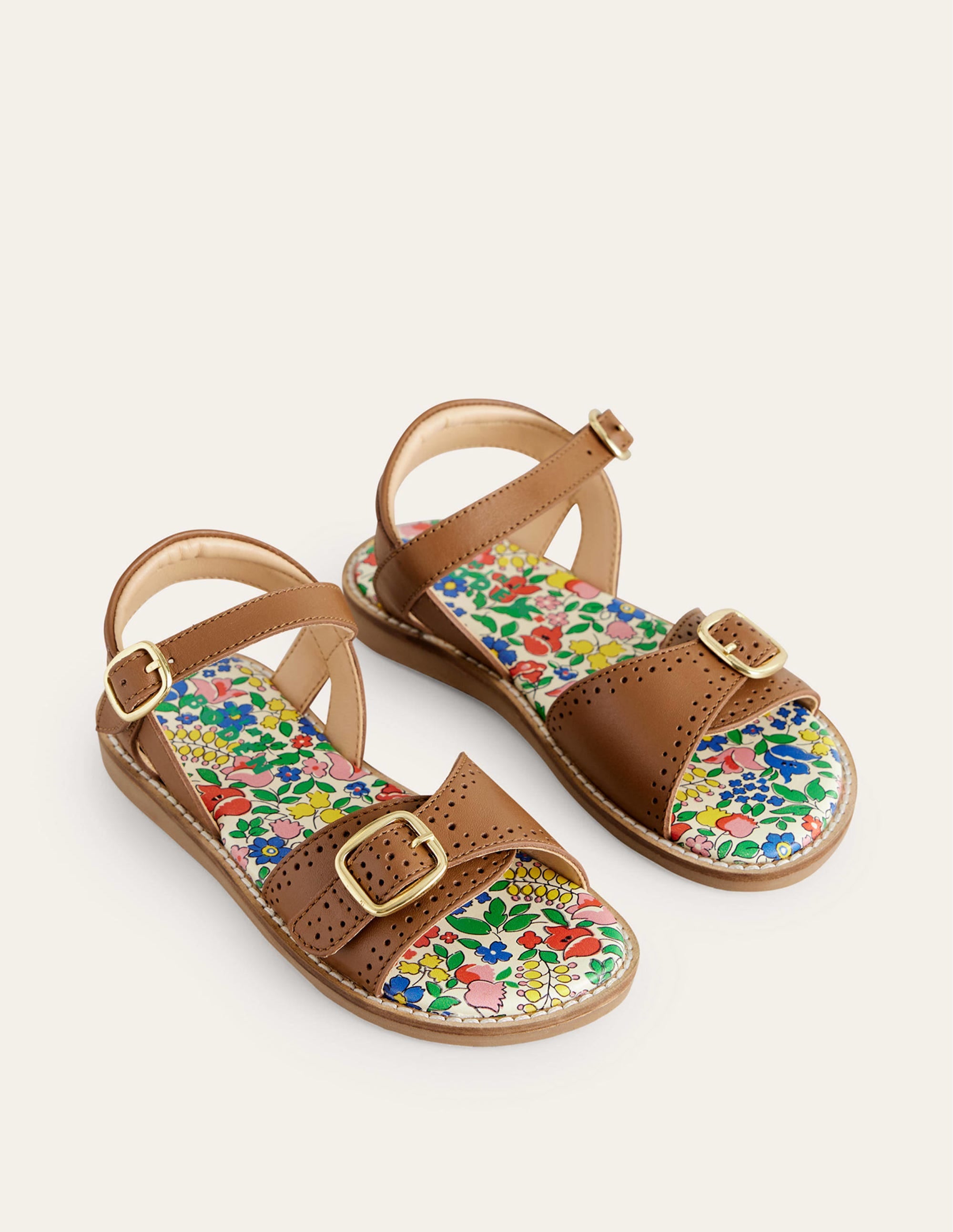 Leather Buckle Sandals-Tan - Image 2
