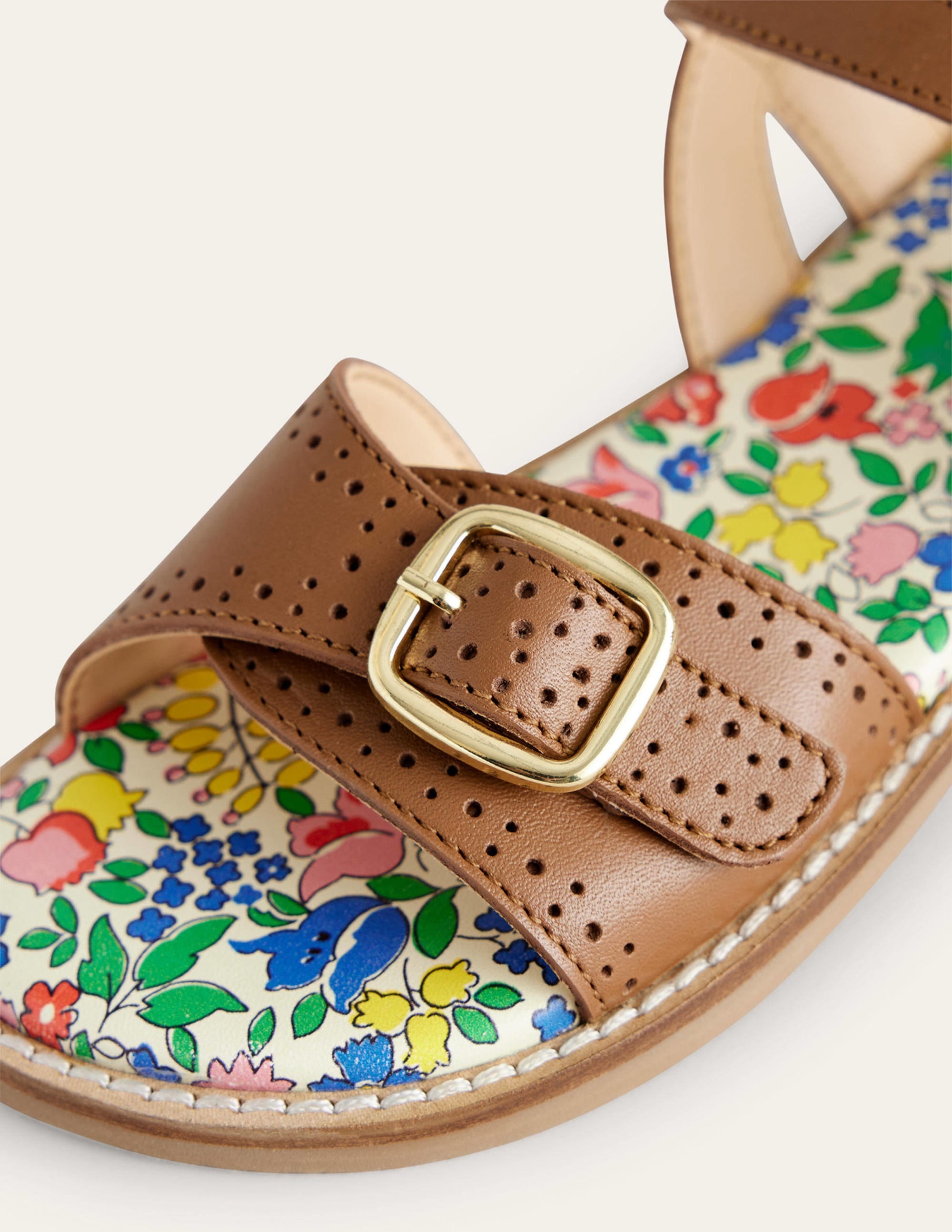Leather Buckle Sandals-Tan - Image 3