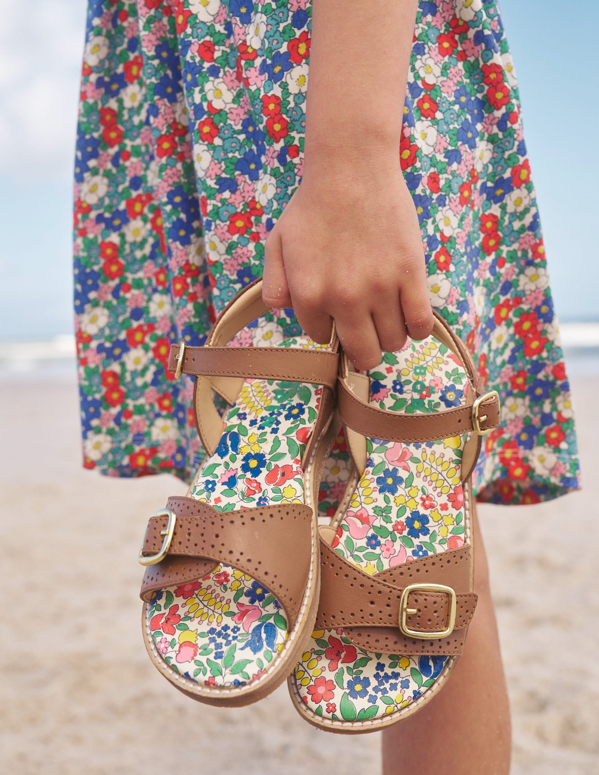 Leather Buckle Sandals-Tan - Image 4