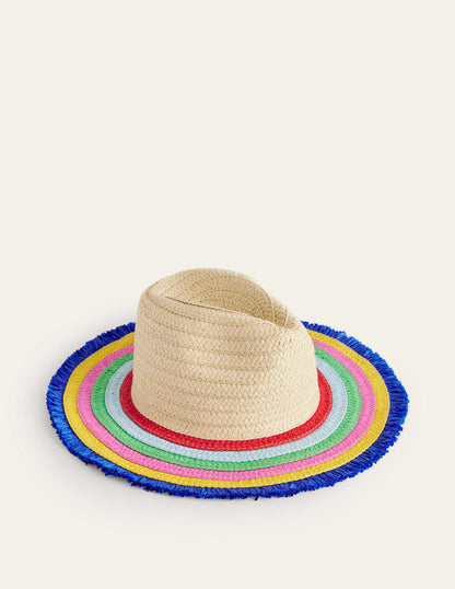 Straw Hat-Multi Stripe Brim-1