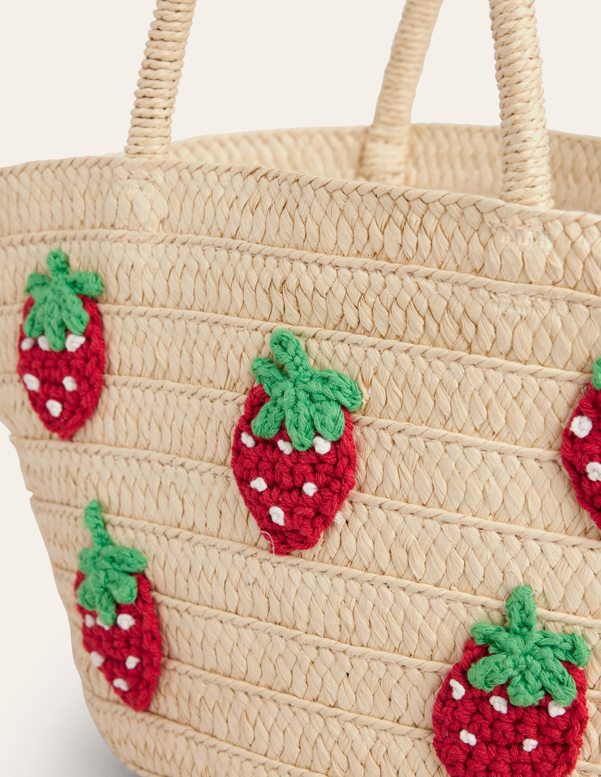 Basket Bag-Embroidered Strawberries - Image 2