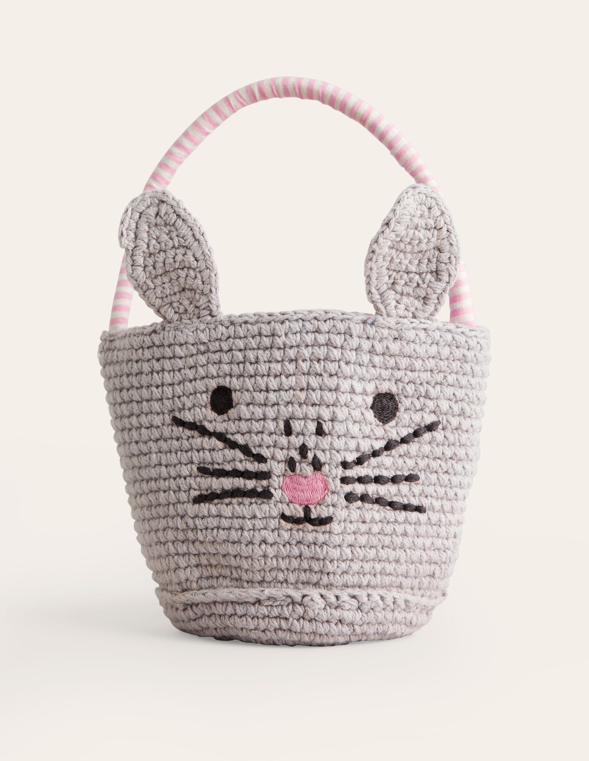 Crochet Bunny Basket-Grey Bunny - Image 1
