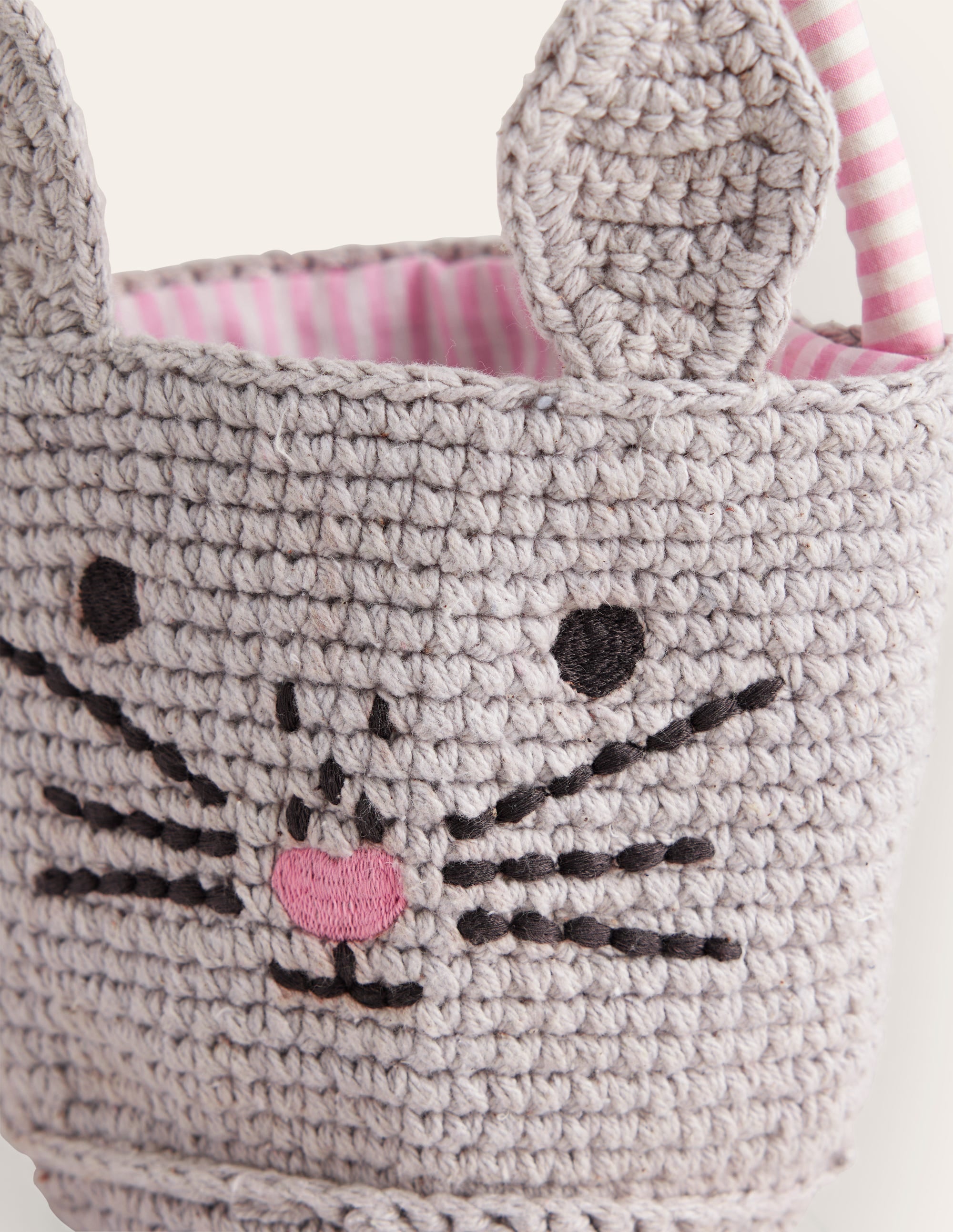 Crochet Bunny Basket-Grey Bunny - Image 2