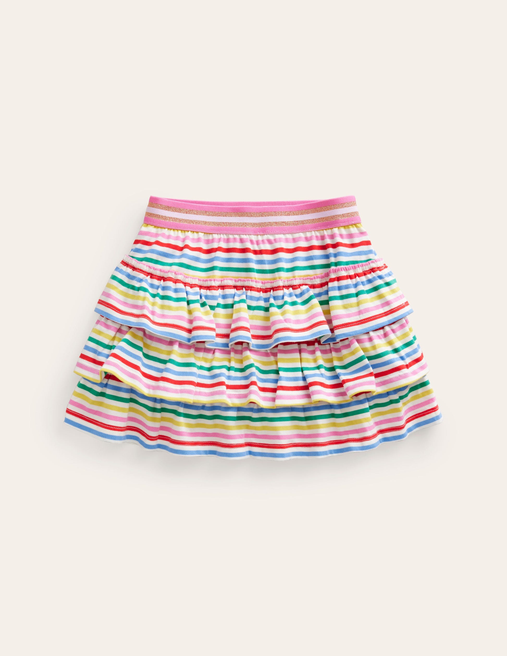 Jersey Ruffle Skort-Multi Stripe-1