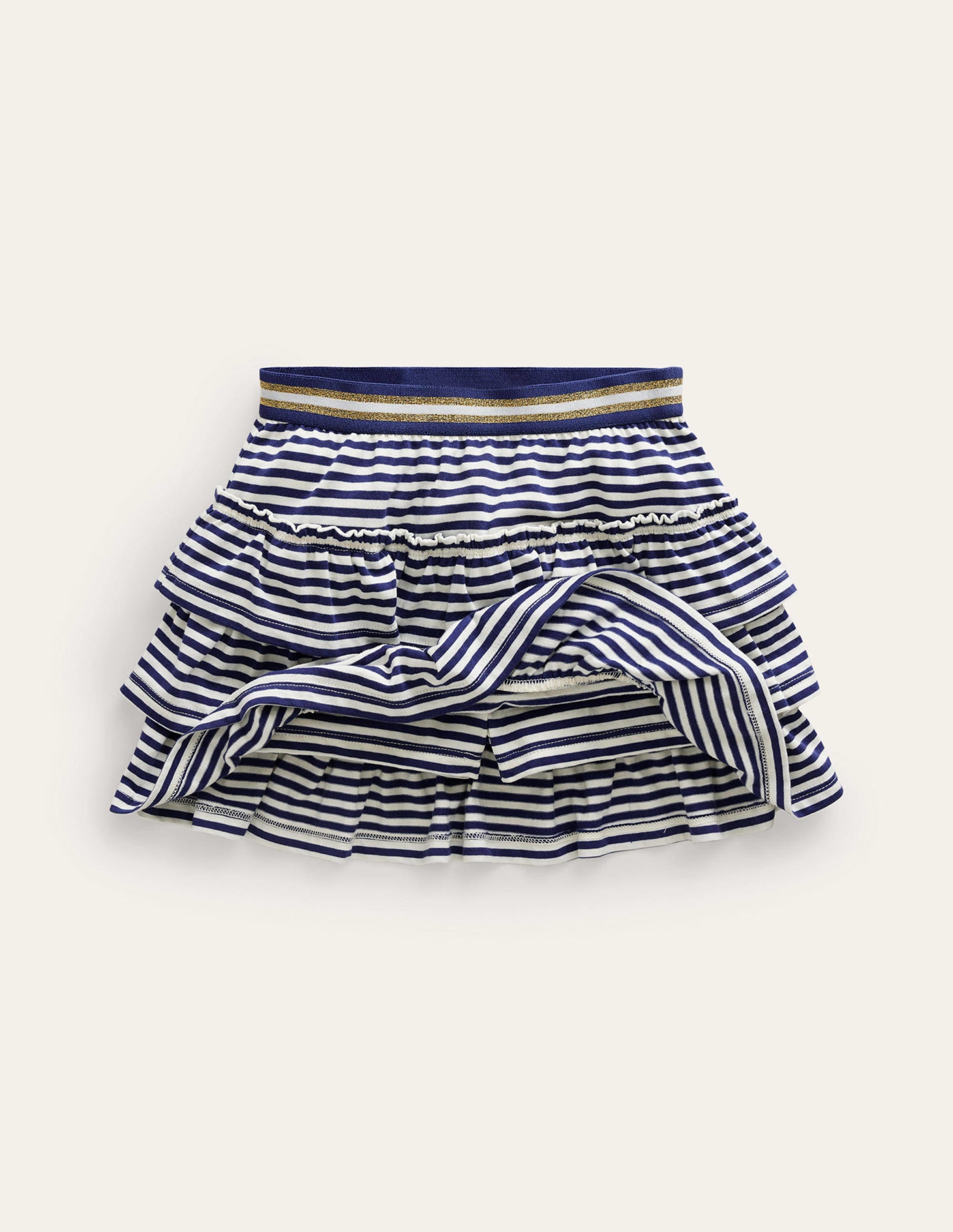 Jersey Ruffle Skort-College Navy/Ivory - Image 4