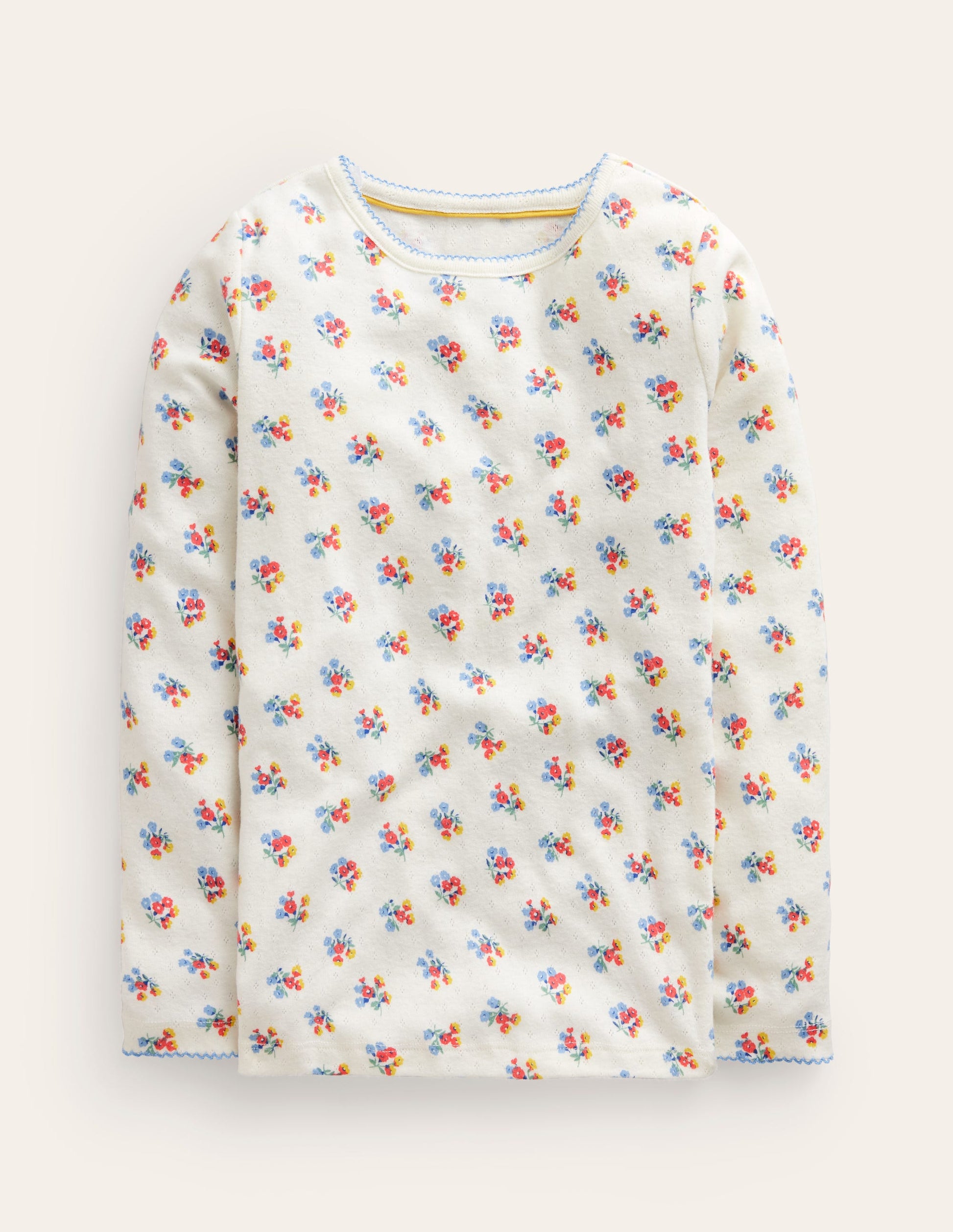 Supersoft Pointelle T-shirt-Ivory Floral-1