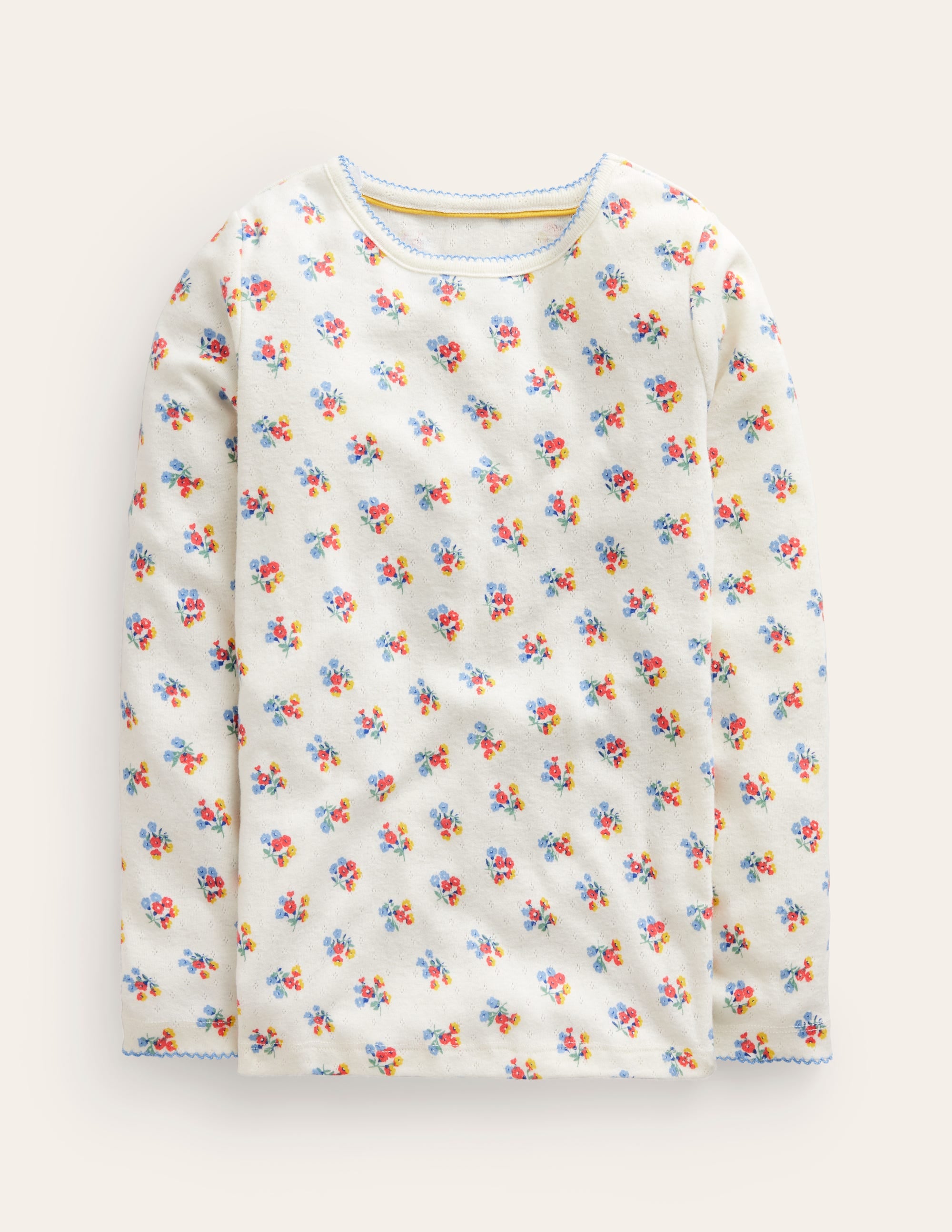 Supersoft Pointelle T-shirt-Ivory Floral - Image 1