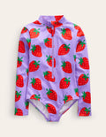 Long-sleeved Swimsuit-Violet Tulip Strawberries