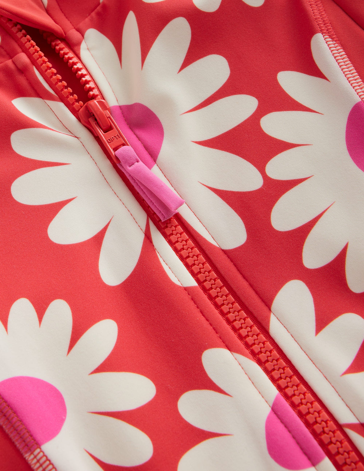 Long-sleeved Swimsuit-Cayenne Red Daisy - Image 3
