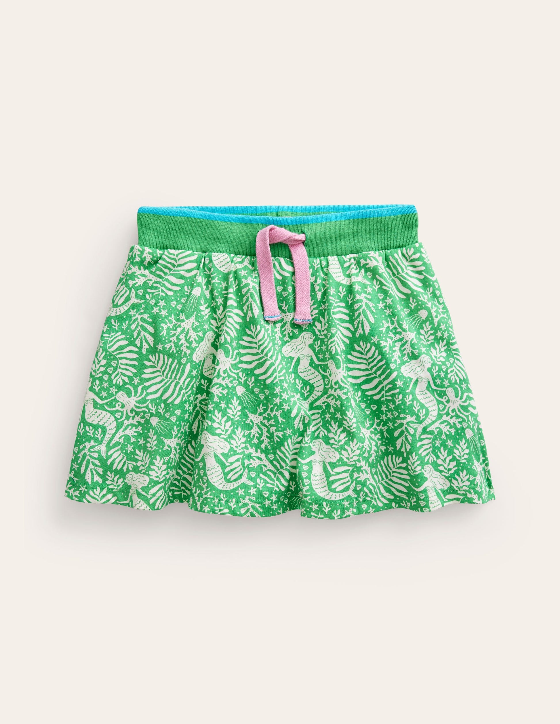 Printed Jersey Skort-Pea Green Mermaids-1