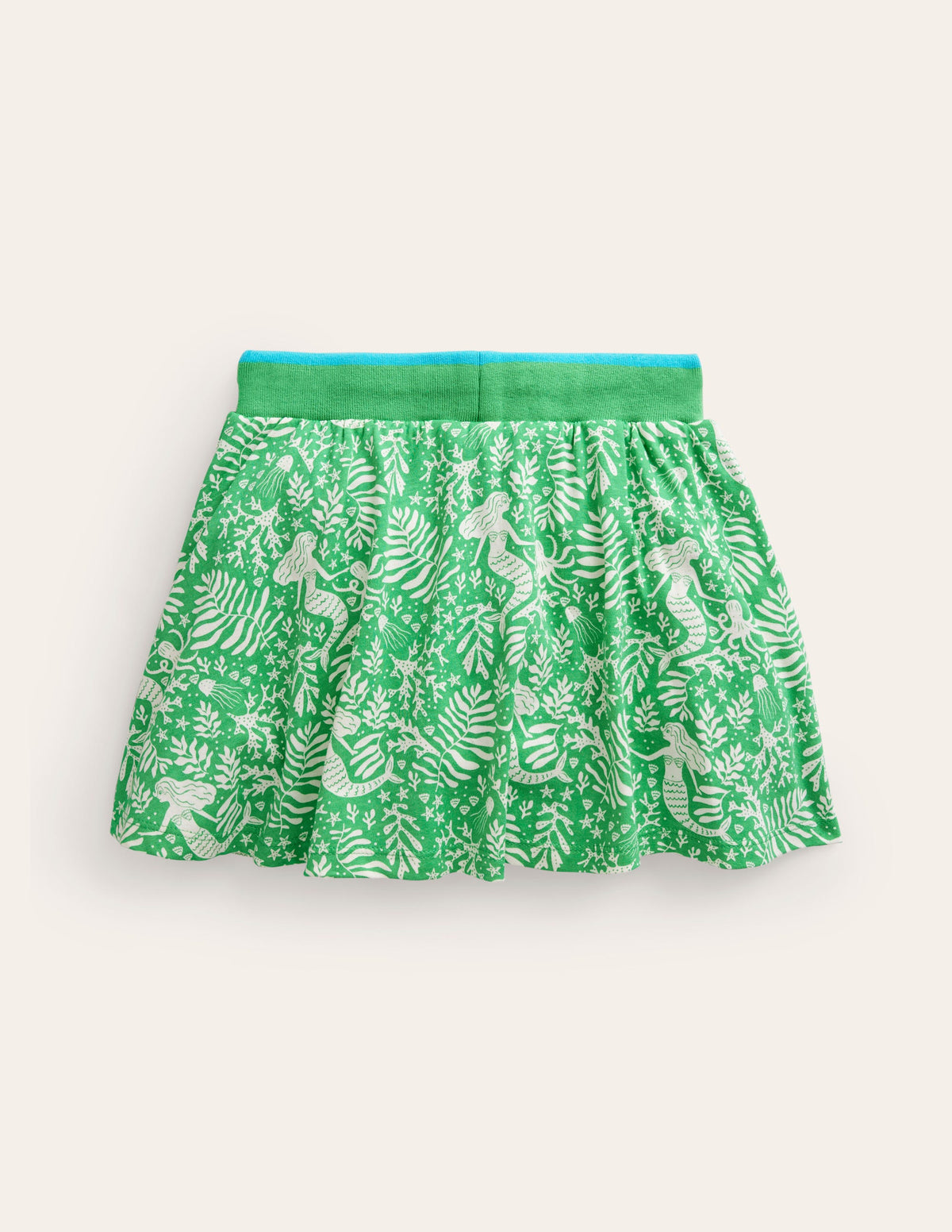 Printed Jersey Skort-Pea Green Mermaids-2