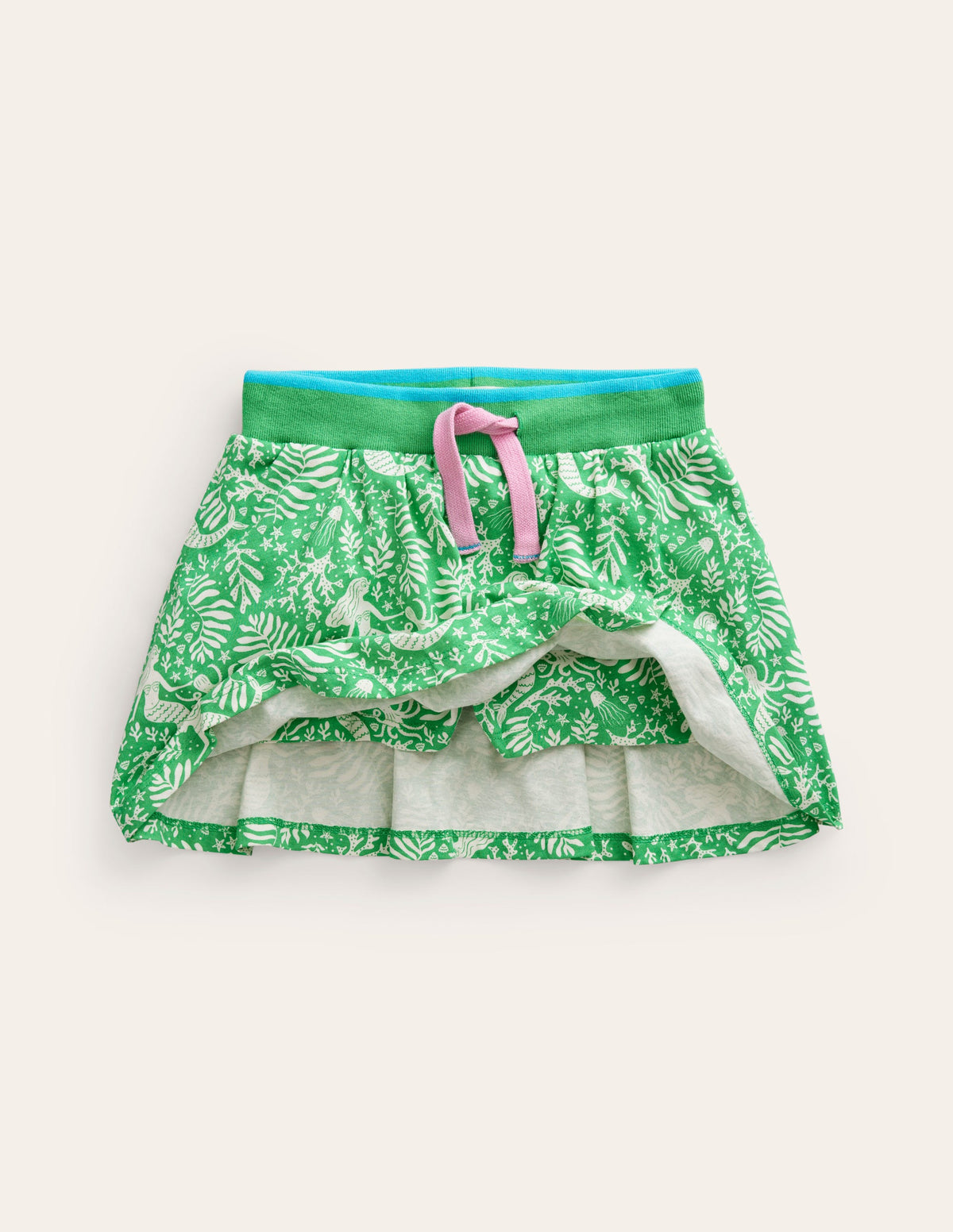 Printed Jersey Skort-Pea Green Mermaids - Image 4