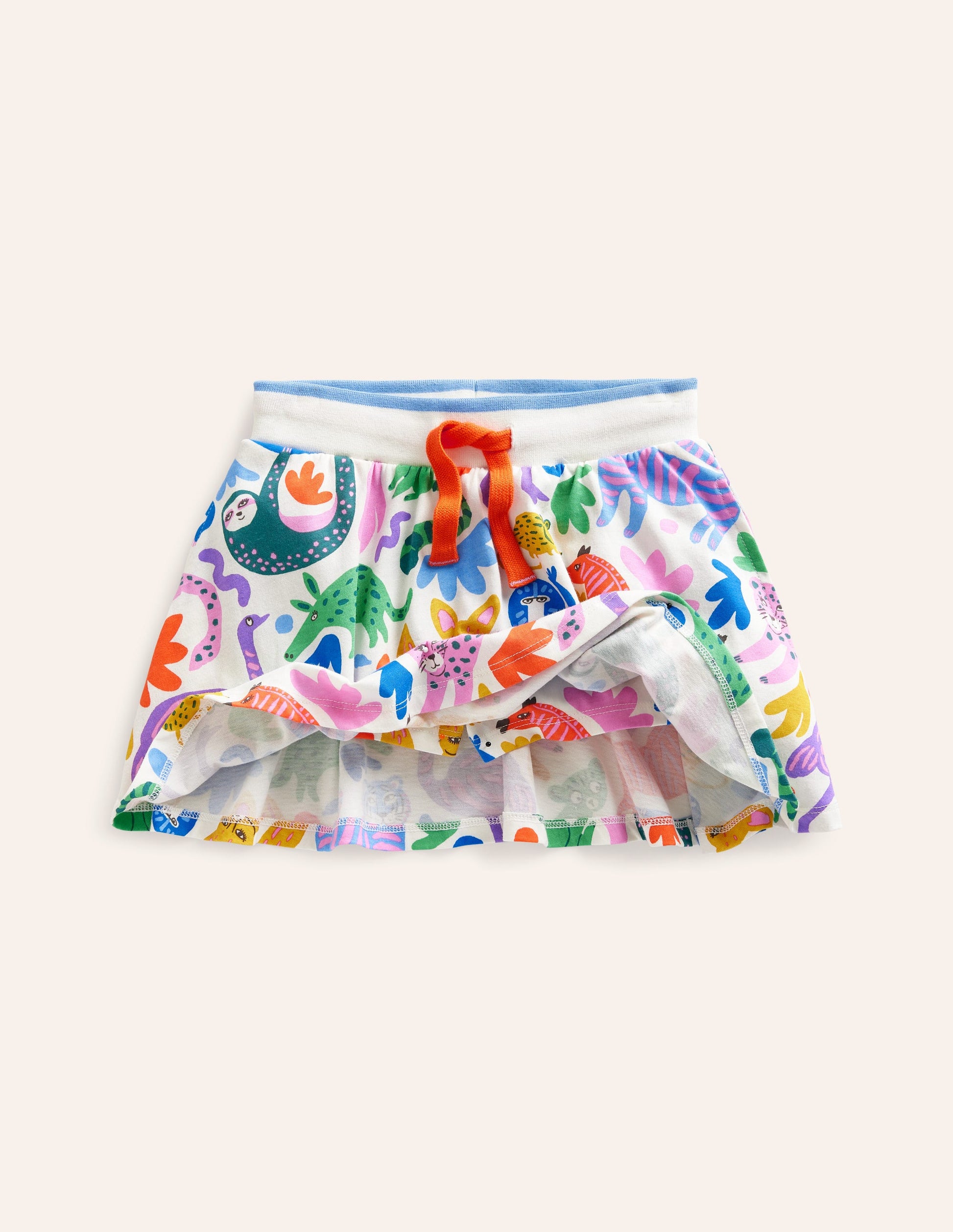 Printed Jersey Skort-Multi Safari Friends-4
