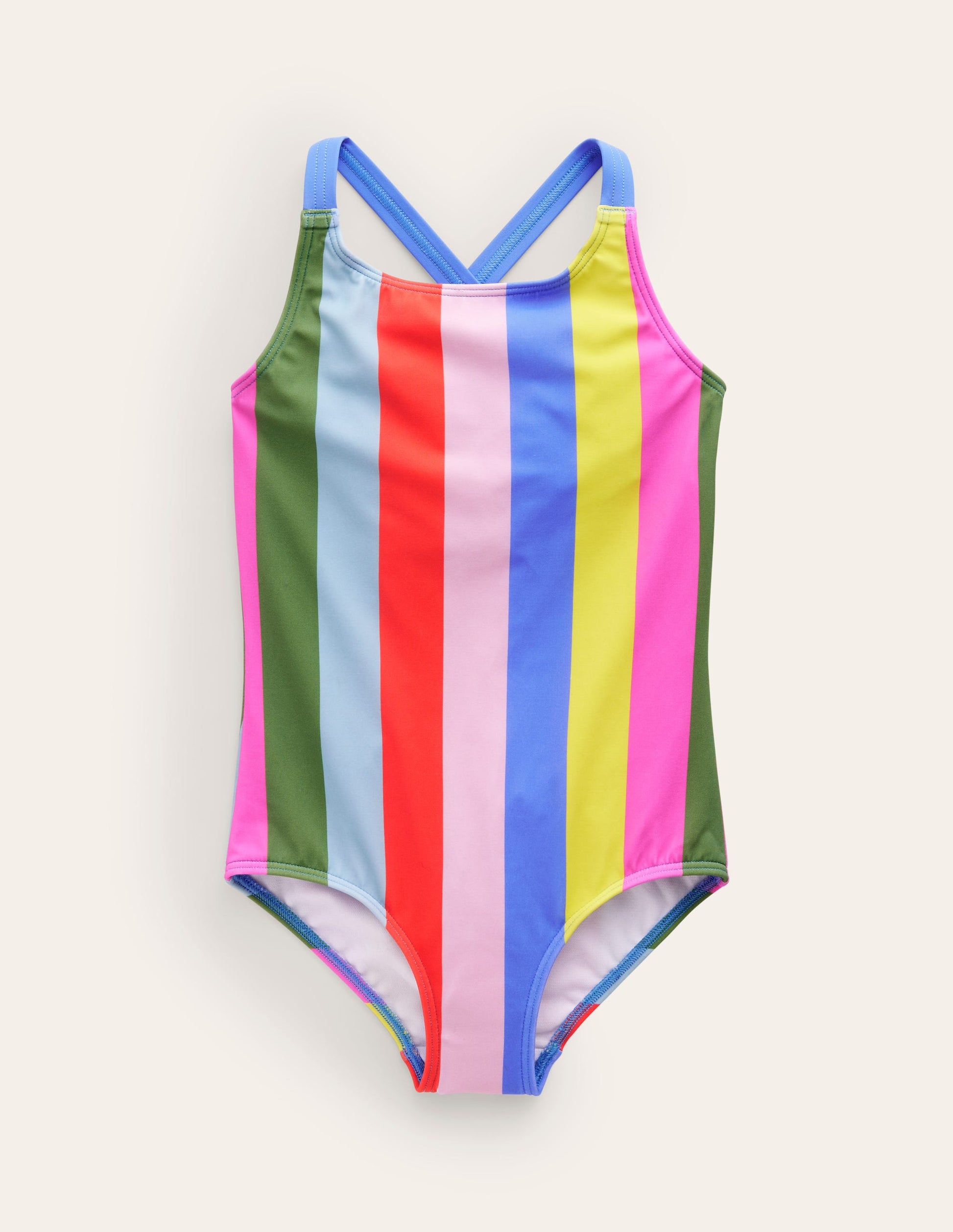 Cross-back Printed Swimsuit-Multi Stripe-1