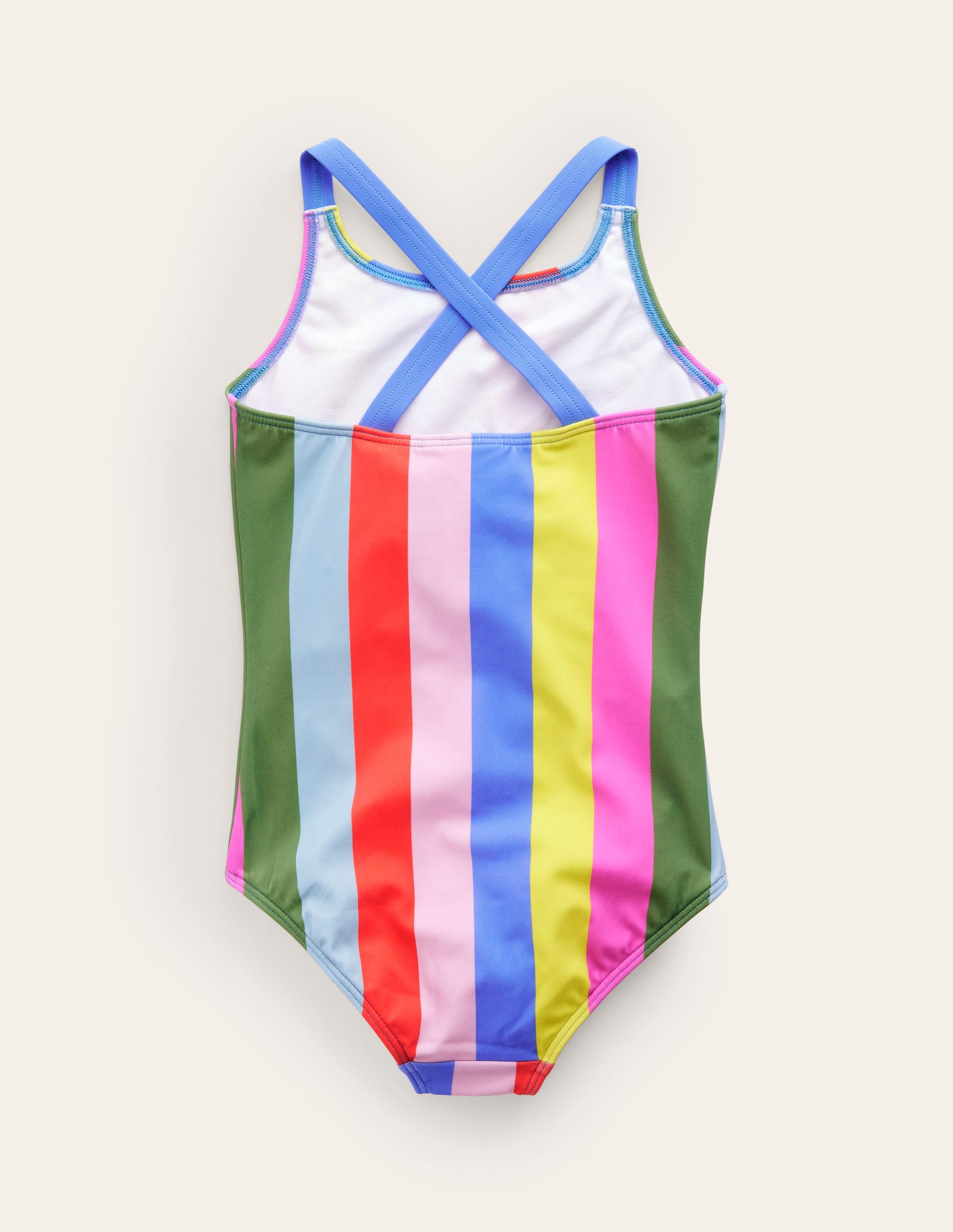 Cross-back Printed Swimsuit-Multi Stripe-2