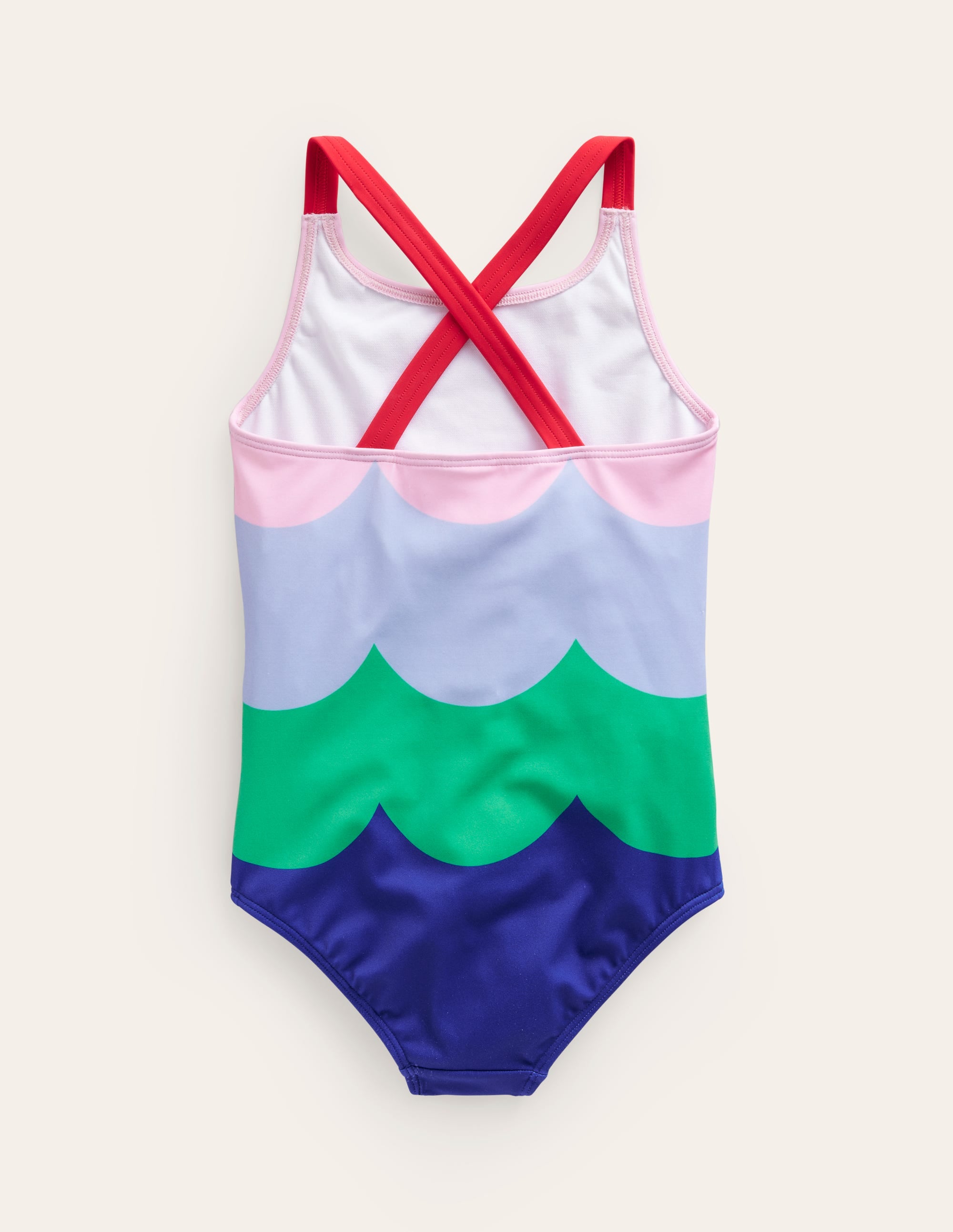 Cross-back Printed Swimsuit-Multi Wave Stripe - Image 2