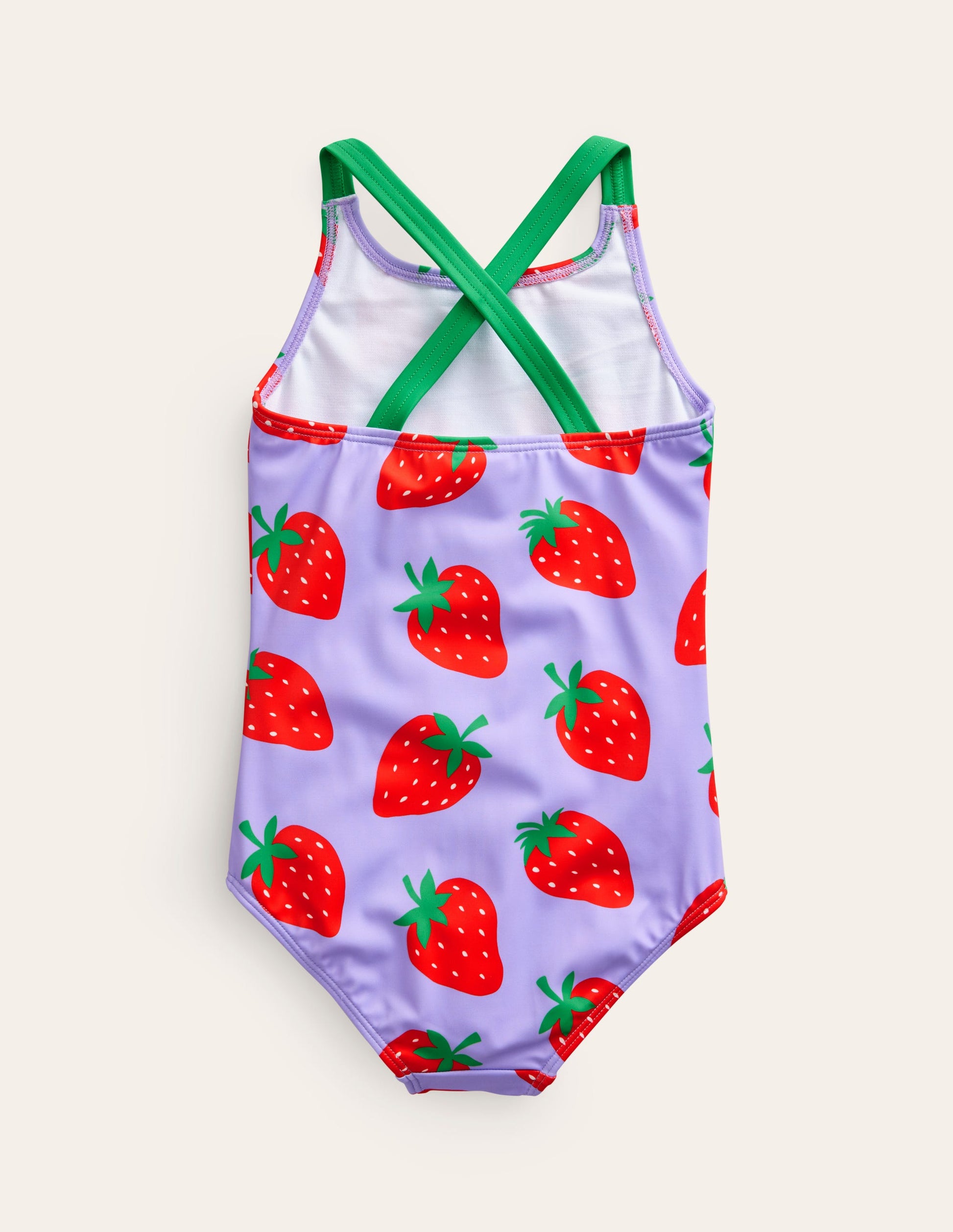 Cross-back Printed Swimsuit-Violet Tulip Strawberries-2