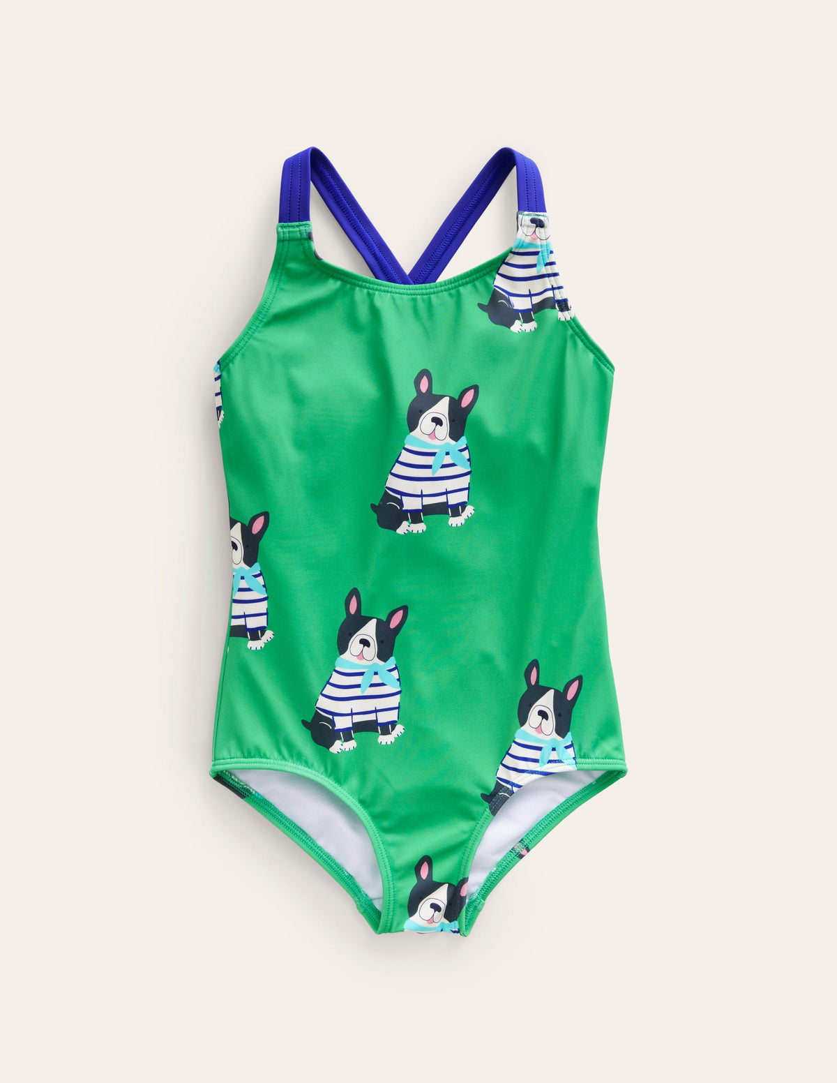 Cross-back Printed Swimsuit-Ming Green Dogs - Image 1