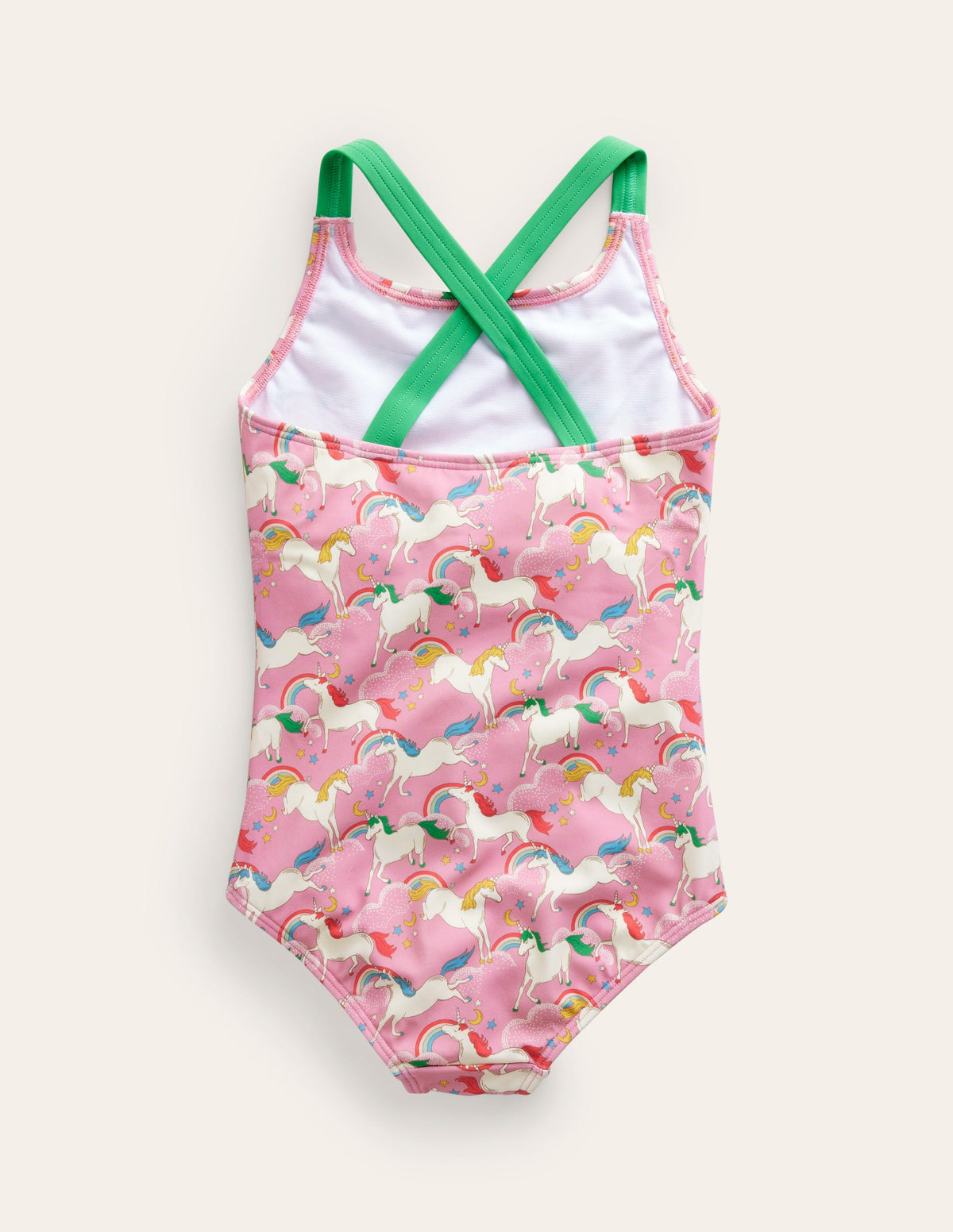Cross-back Printed Swimsuit-Formica Pink Unicorns - Image 2