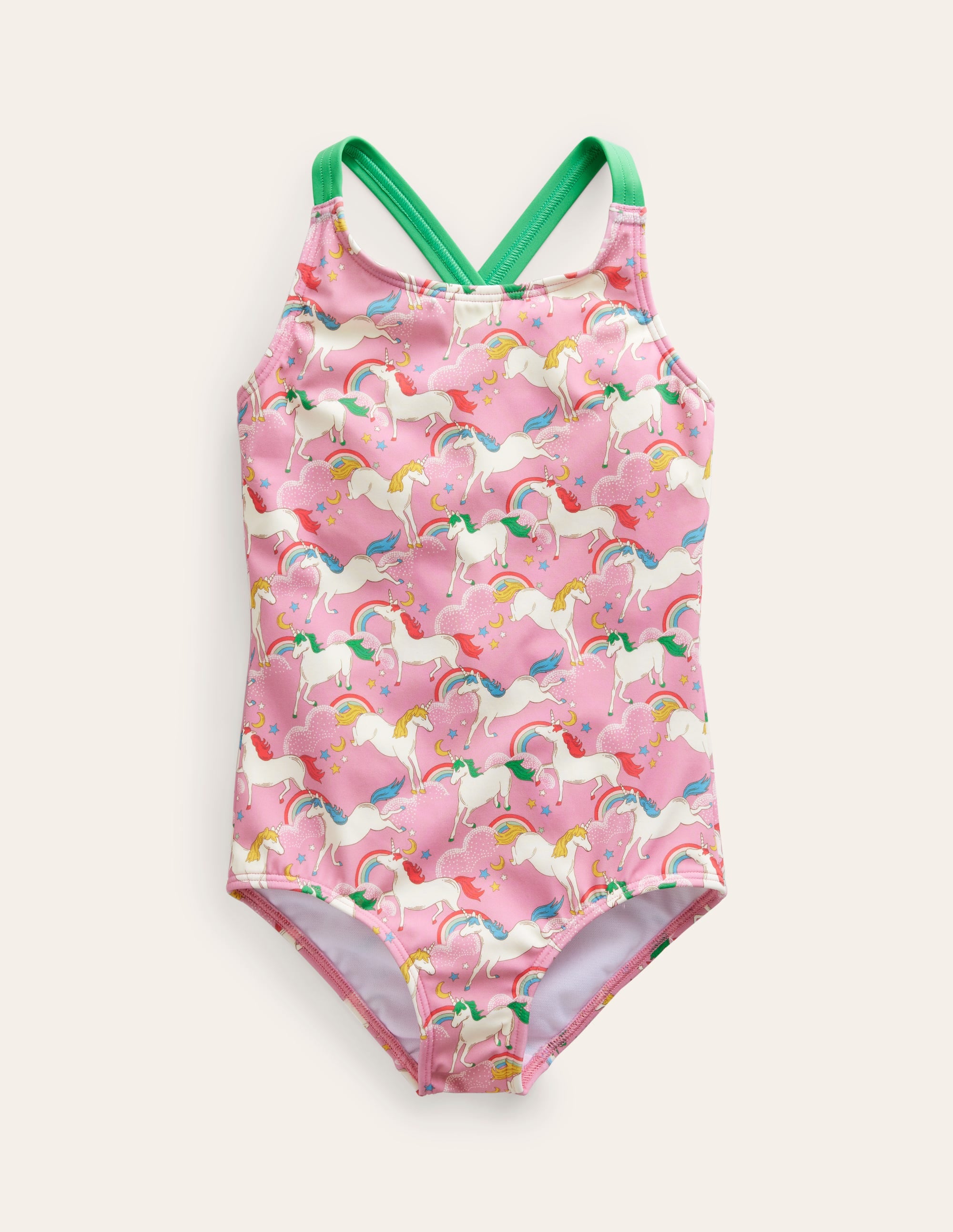 Cross-back Printed Swimsuit-Formica Pink Unicorns - Image 1