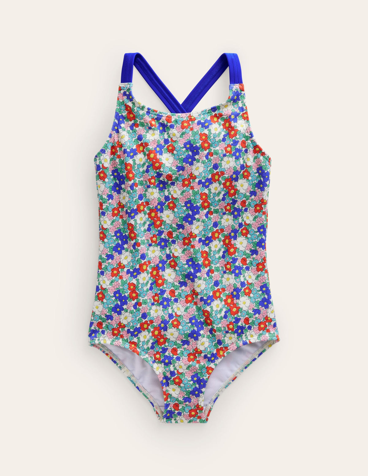Cross-back Printed Swimsuit-Nautical Floral - Image 1