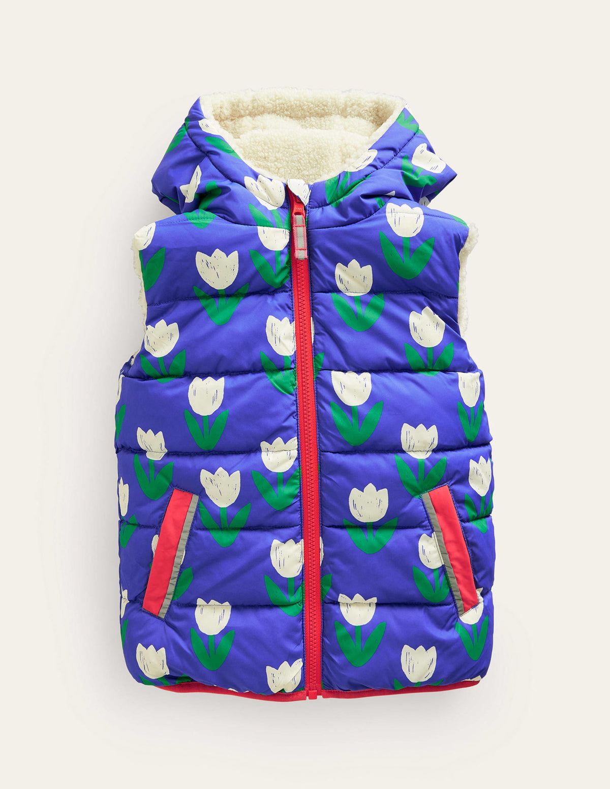 Borg Mix Reversible Gilet-Blue Heron Tulips - Image 1