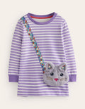 Appliqué Pocket Tunic-Parma Violet/Ivory