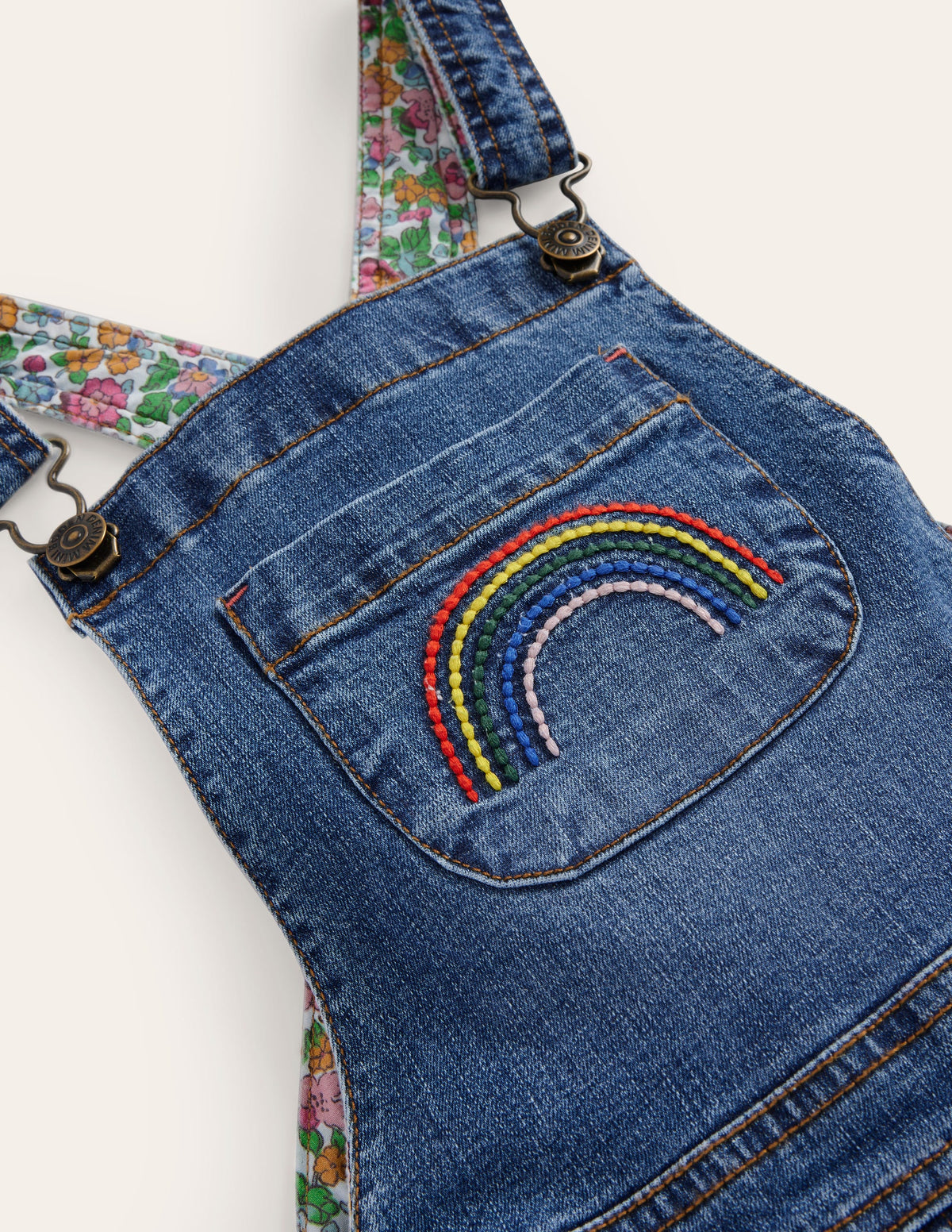 Fun Dungaree-Light Vintage Denim Rainbow - Image 3