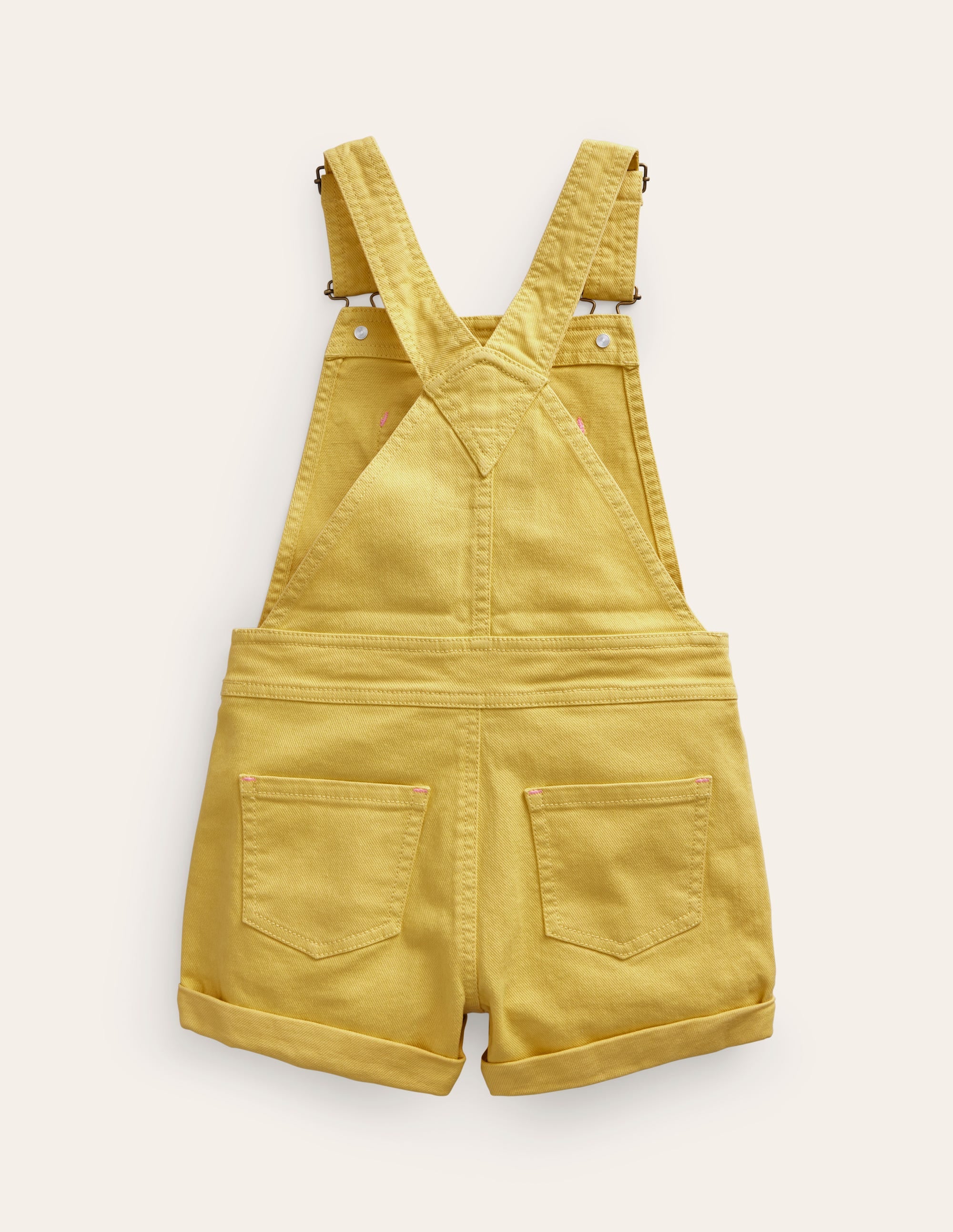Heart Pocket Short Dungarees-Spring Yellow - Image 2