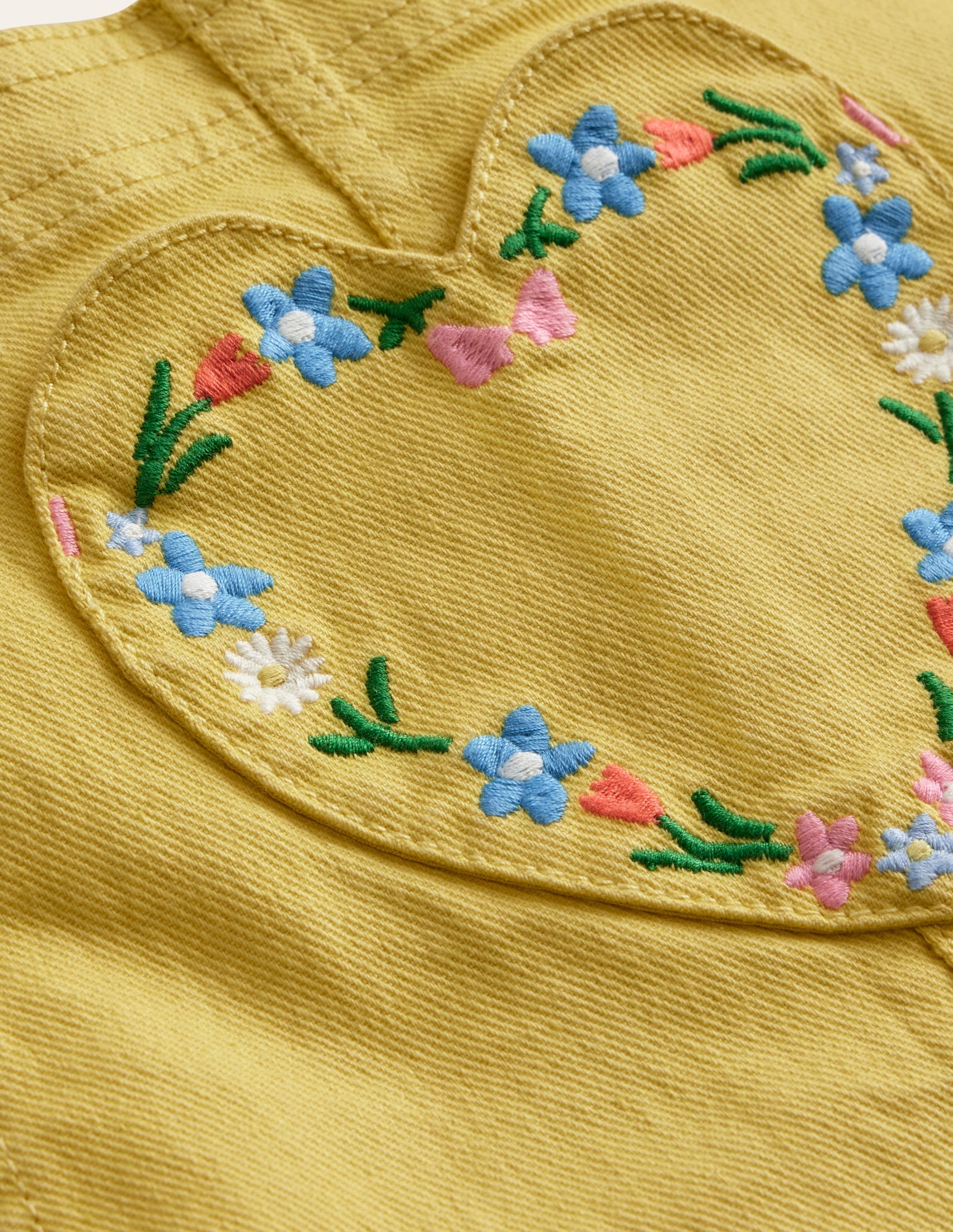 Heart Pocket Short Dungarees-Spring Yellow - Image 3