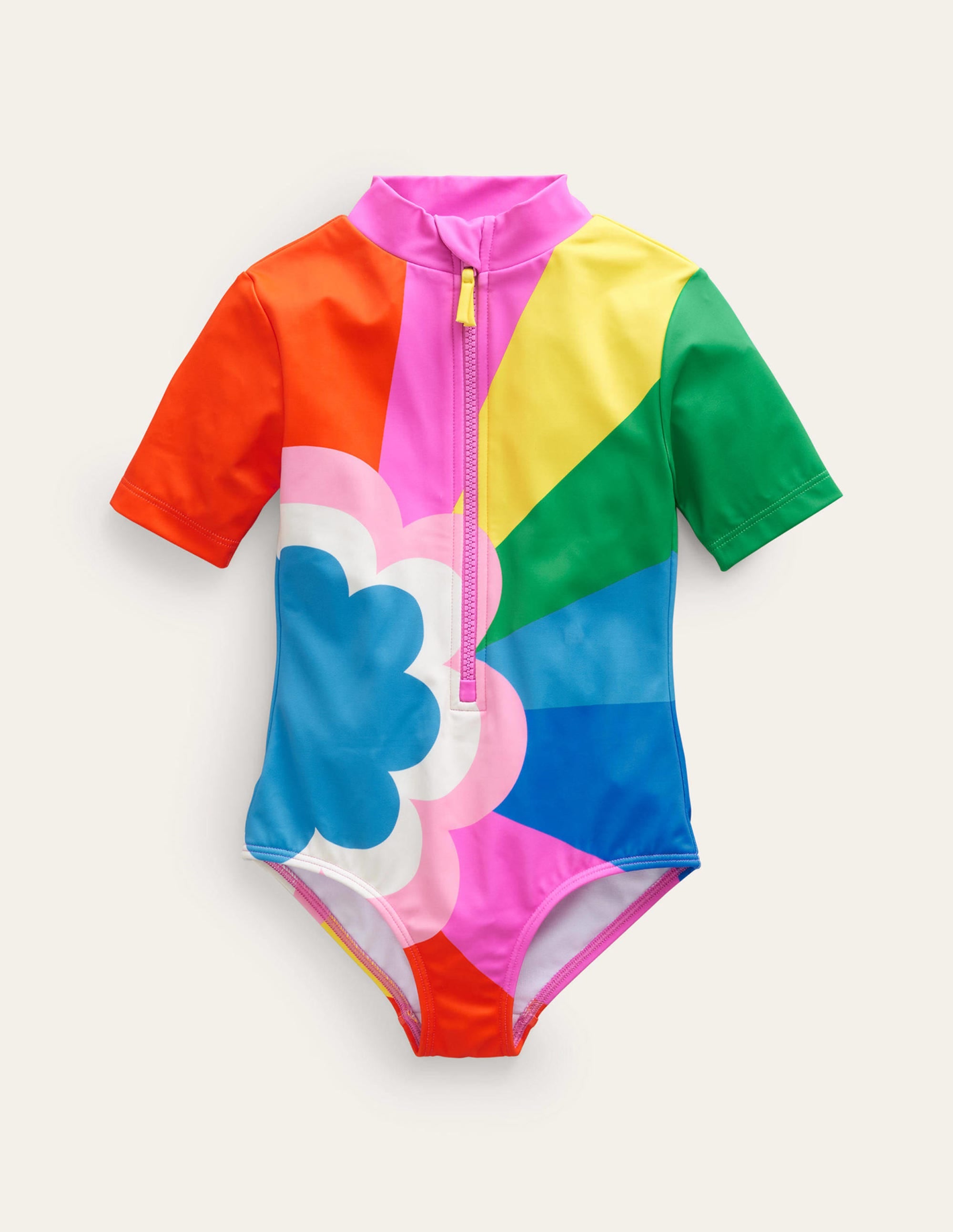 Short-sleeved Swimsuit-Multi Daisy Cloud - Image 1