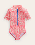 Short-sleeved Swimsuit-Strawberry Pink Mermaids