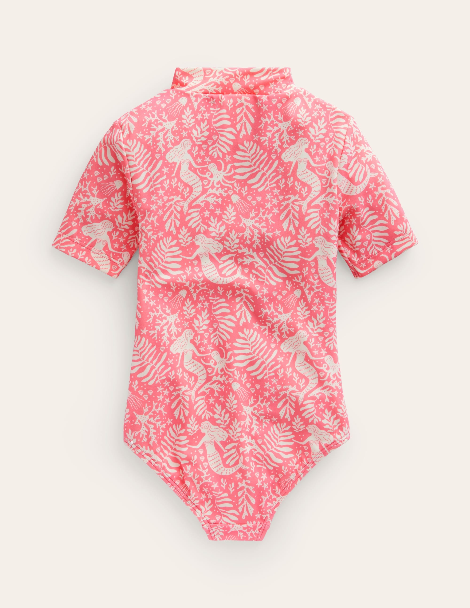 Short-sleeved Swimsuit-Strawberry Pink Mermaids - Image 2