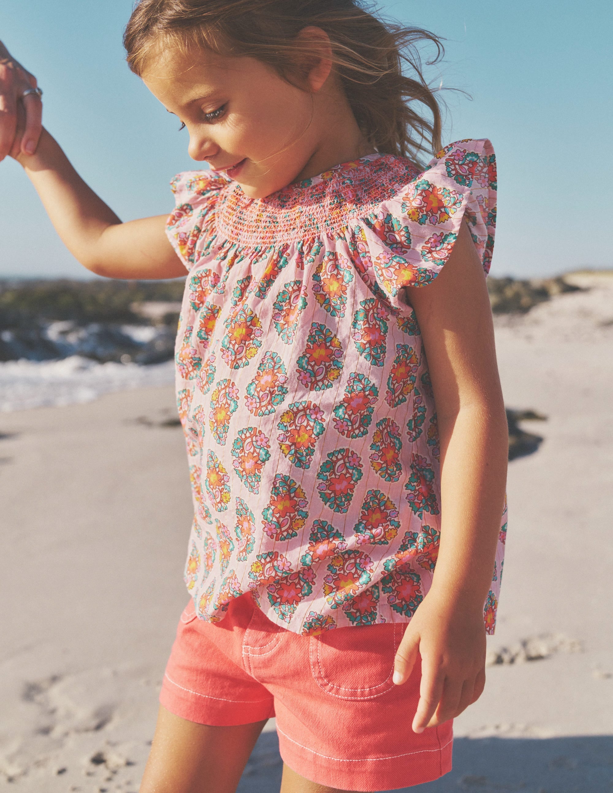 Woven Smocked Top-Sugared Almond Pink Paisley - Image 6