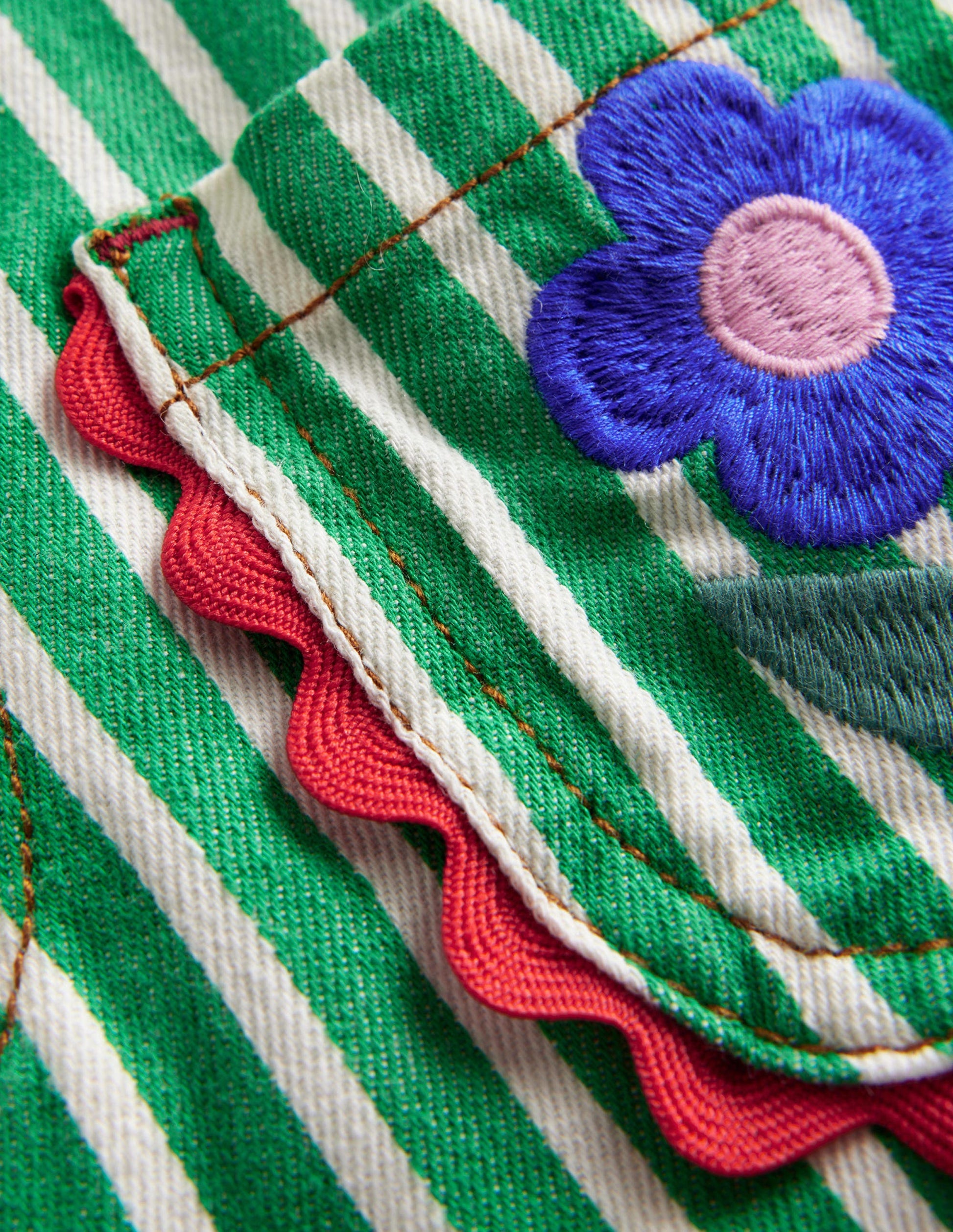 Patch Pocket Shorts-Green / Ivory Stripe Tulip-3