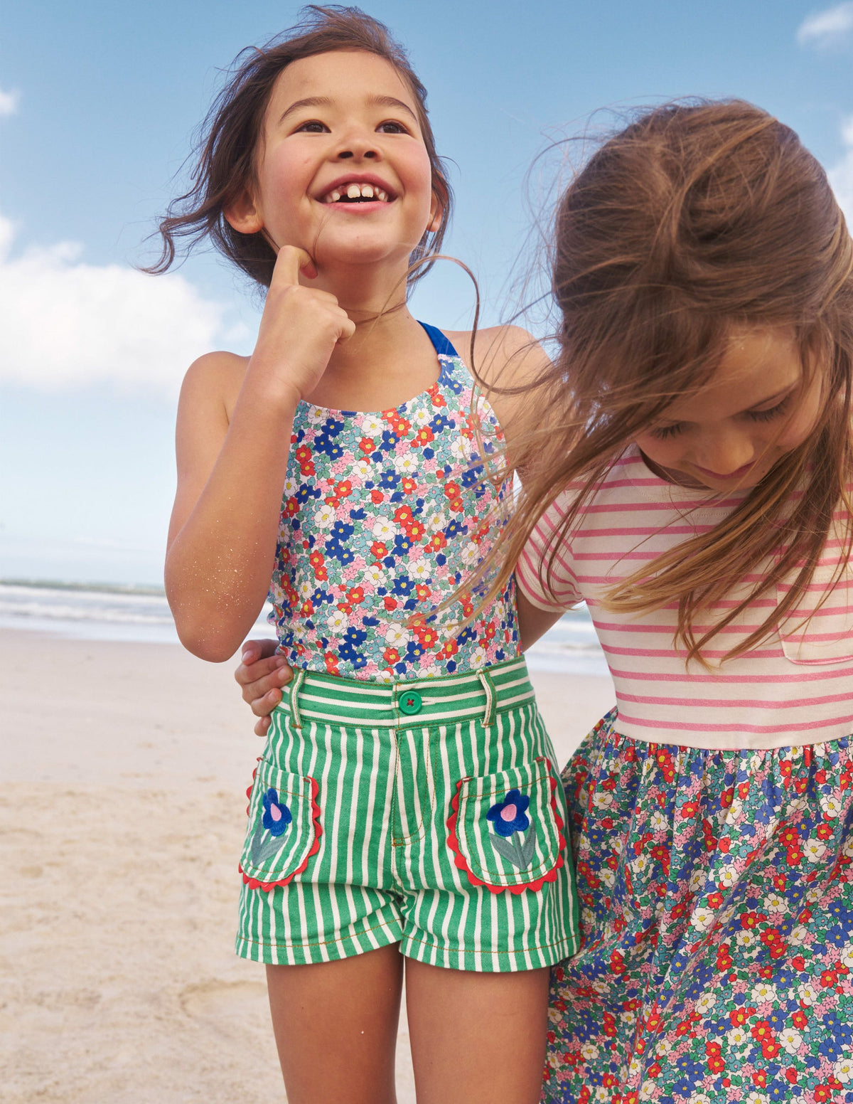 Patch Pocket Shorts-Green / Ivory Stripe Tulip-4