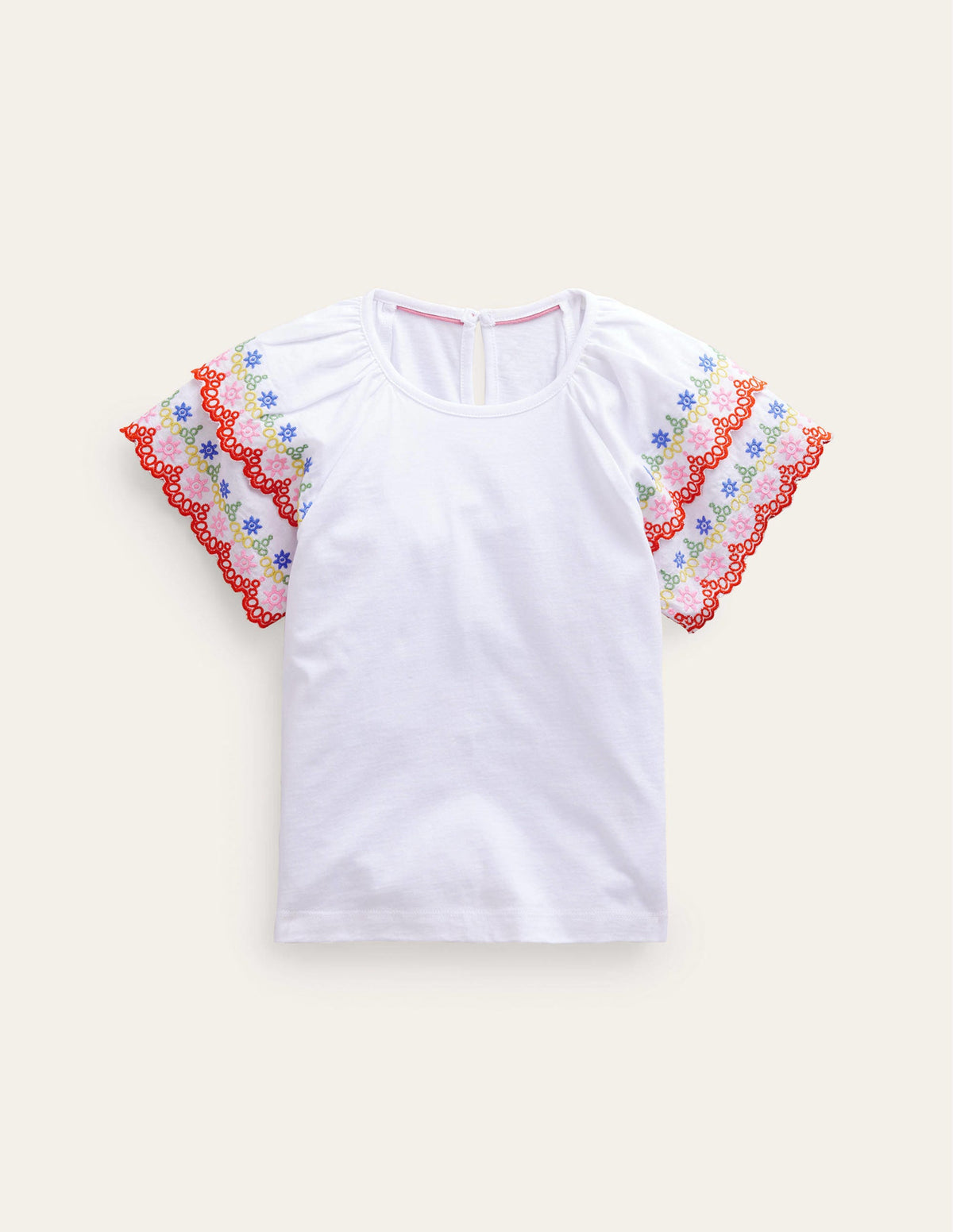 Broderie Mix T-shirt-Ivory/Multi - Image 1