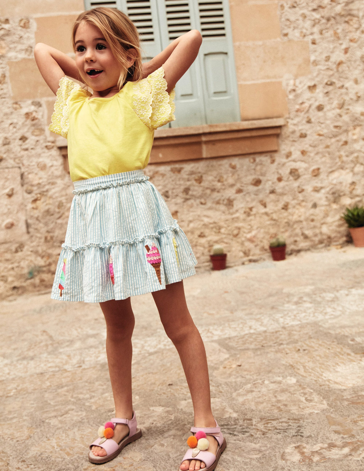 Appliqué Skirt-Blue / Ivory Ice Creams - Image 4
