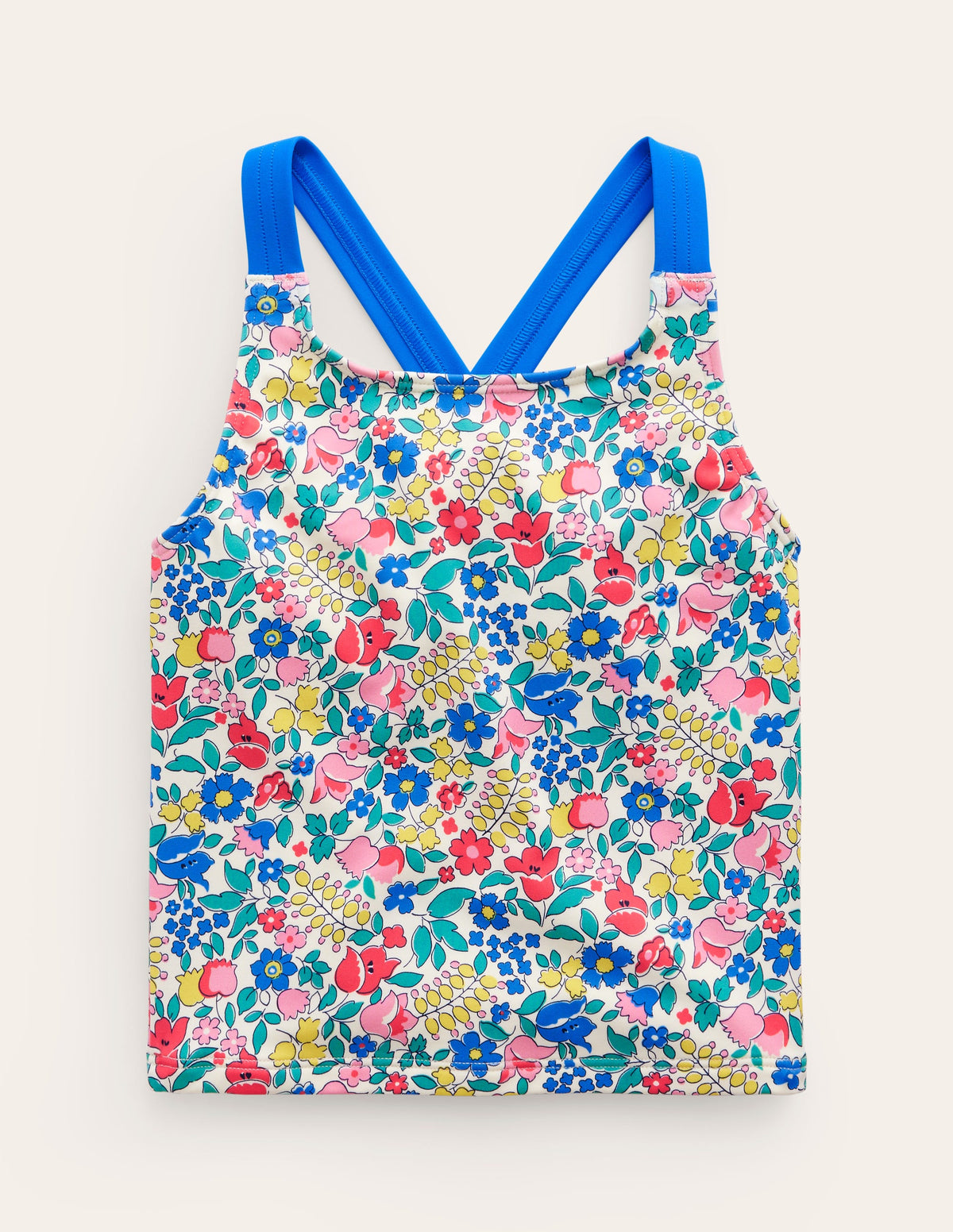 Cross Back Tankini Top-Multi Flowerbed - Image 1