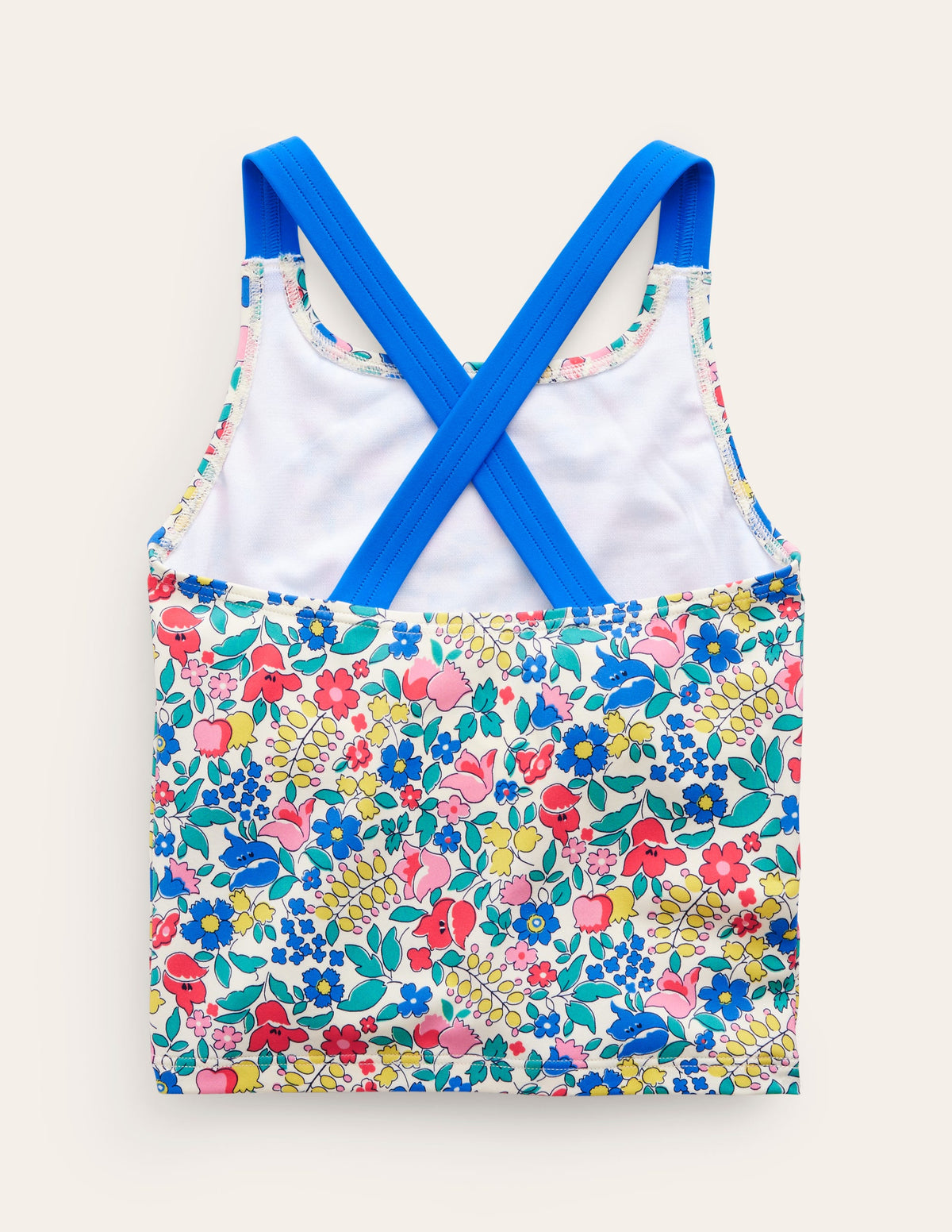 Cross Back Tankini Top-Multi Flowerbed - Image 2