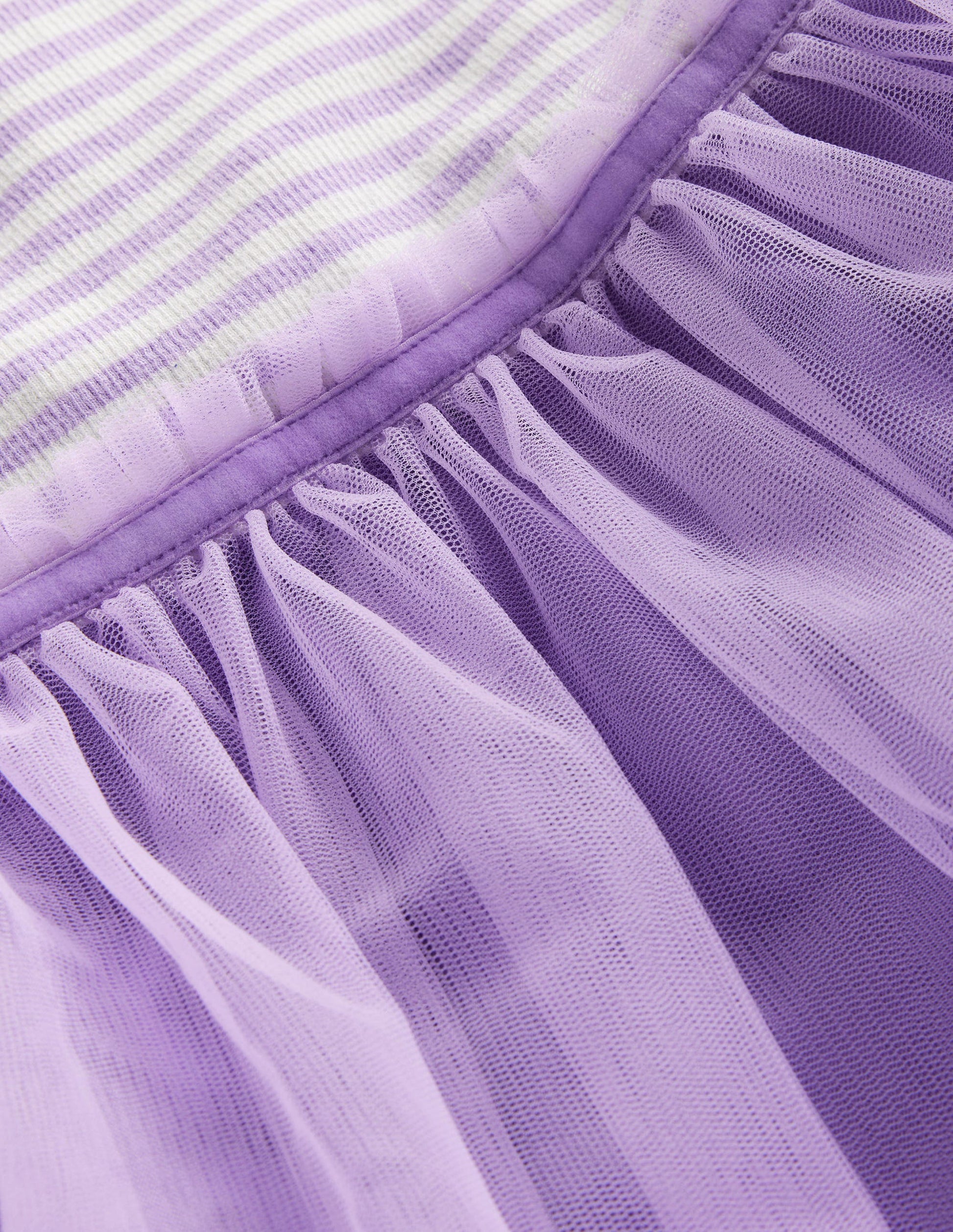 Jersey Tulle Mix Dress-Misty Lavender / Ivory Stripe-3