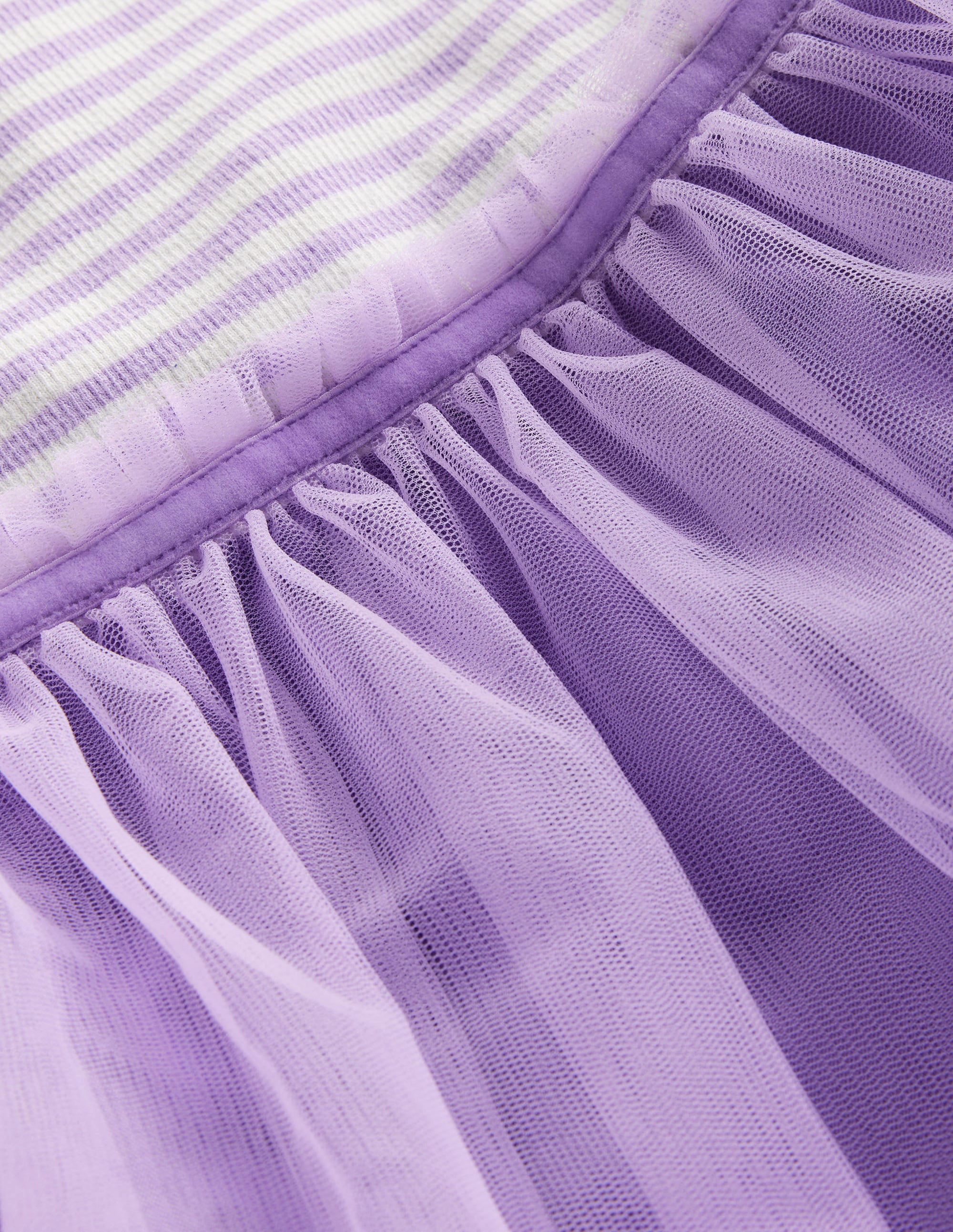 Jersey Tulle Mix Dress-Misty Lavender / Ivory Stripe - Image 3