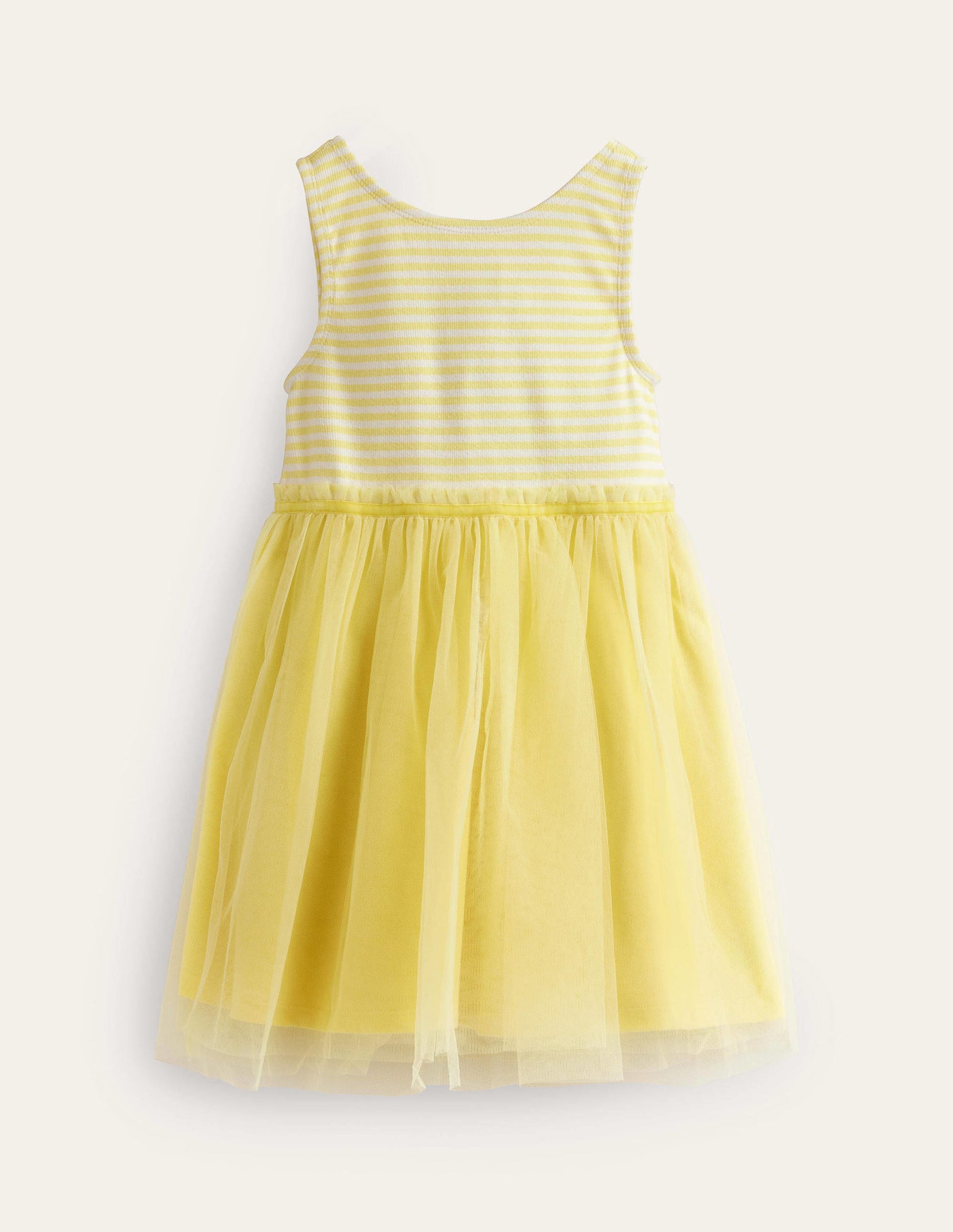 Jersey Tulle Mix Dress-Spring Yellow / Ivory Stripe-1