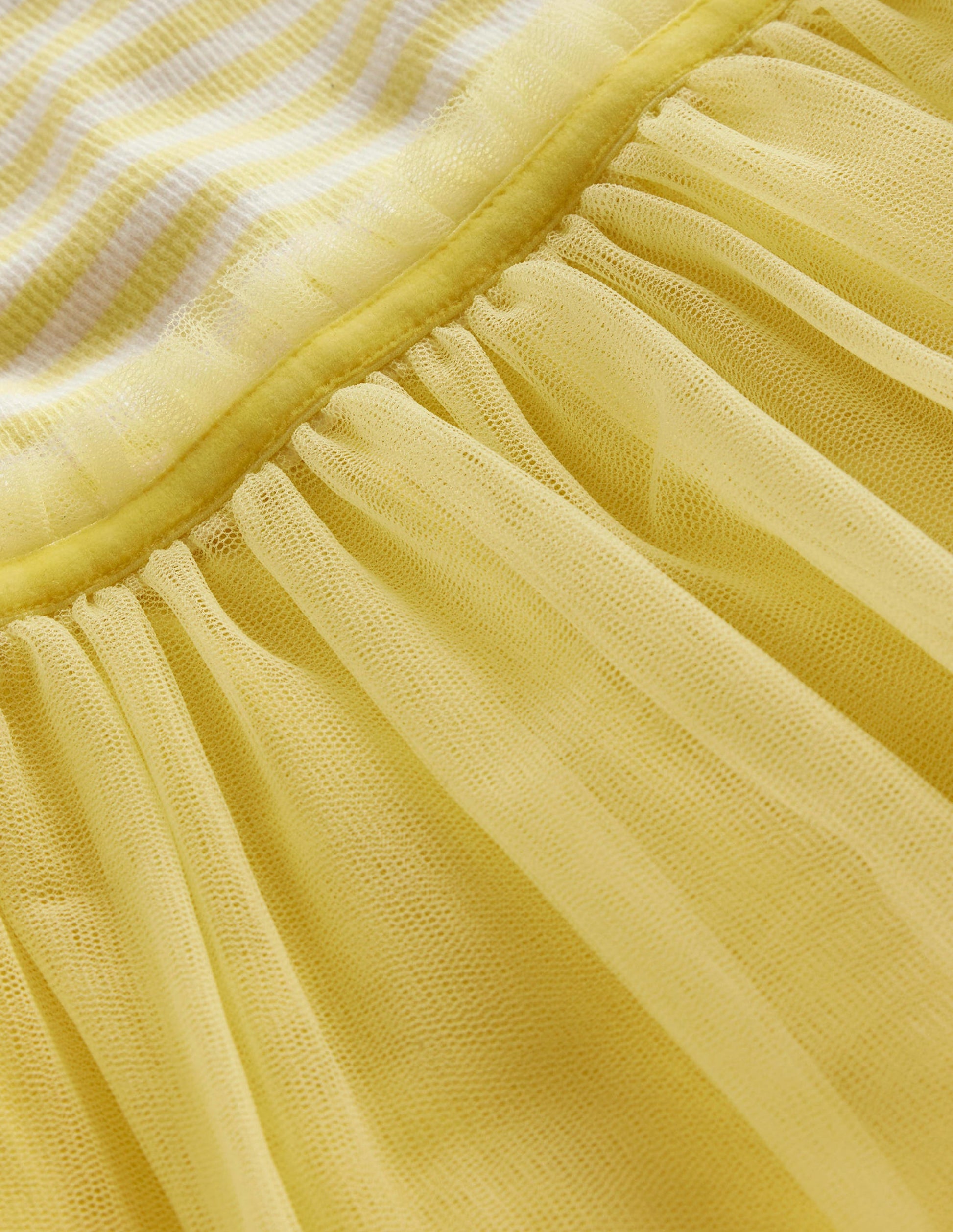 Jersey Tulle Mix Dress-Spring Yellow / Ivory Stripe-3