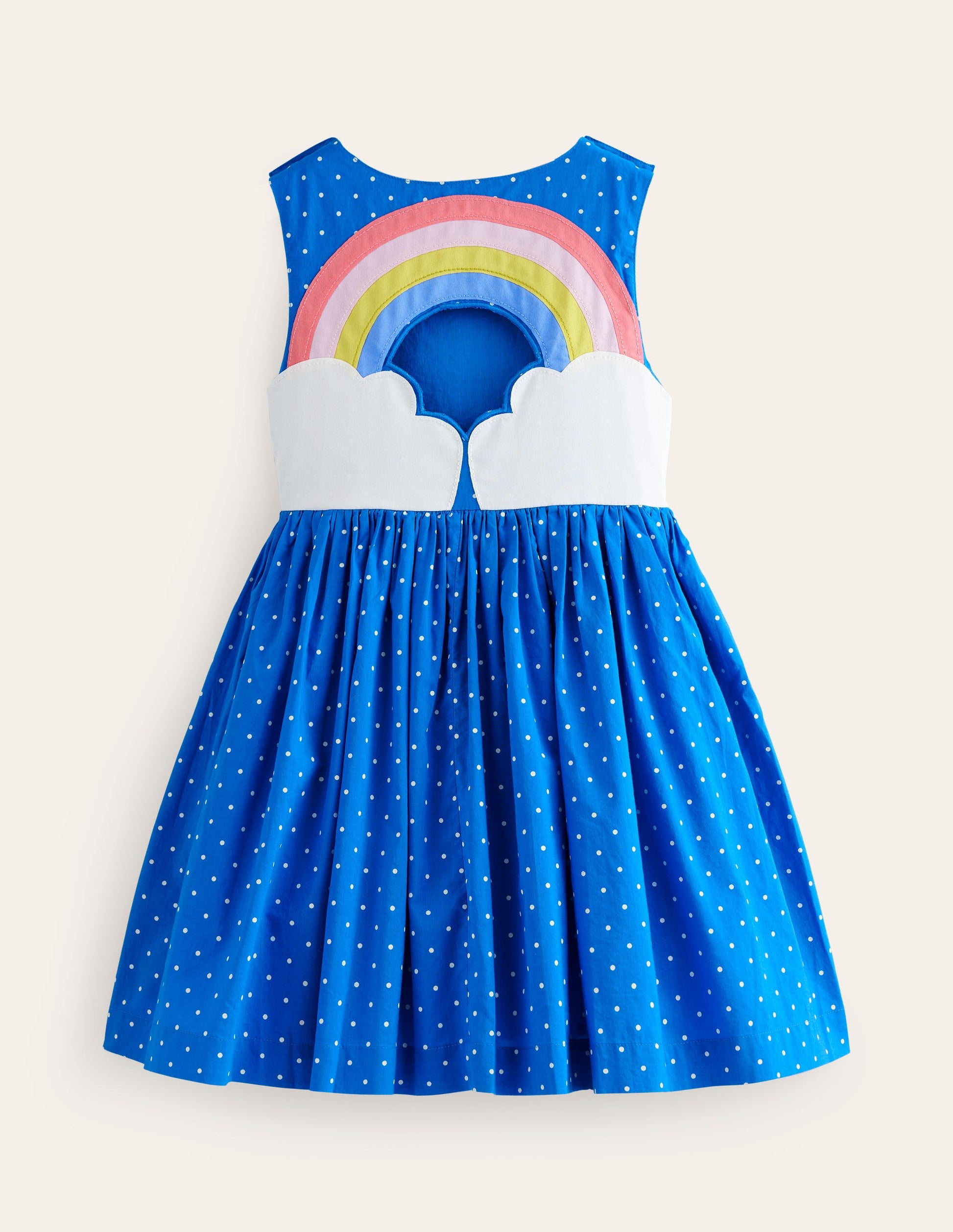 Appliqué Back Dress-Blue Rainbow-2