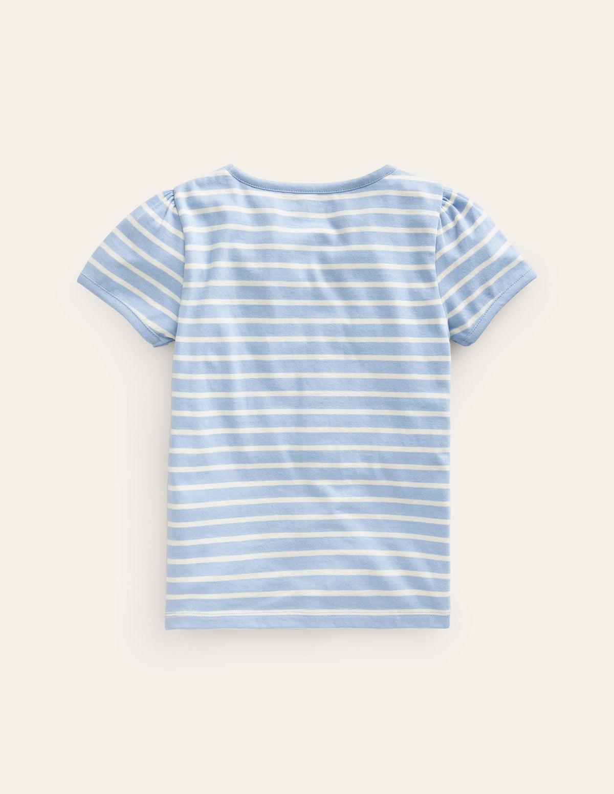Puff Sleeve Appliqué T-shirt-Vintage Blue/Ivory Cake - Image 2