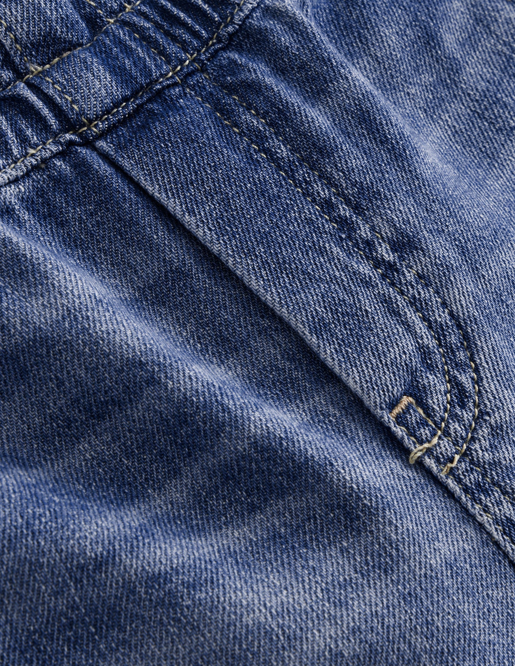 Pull-on Shorts-Plain Denim-3