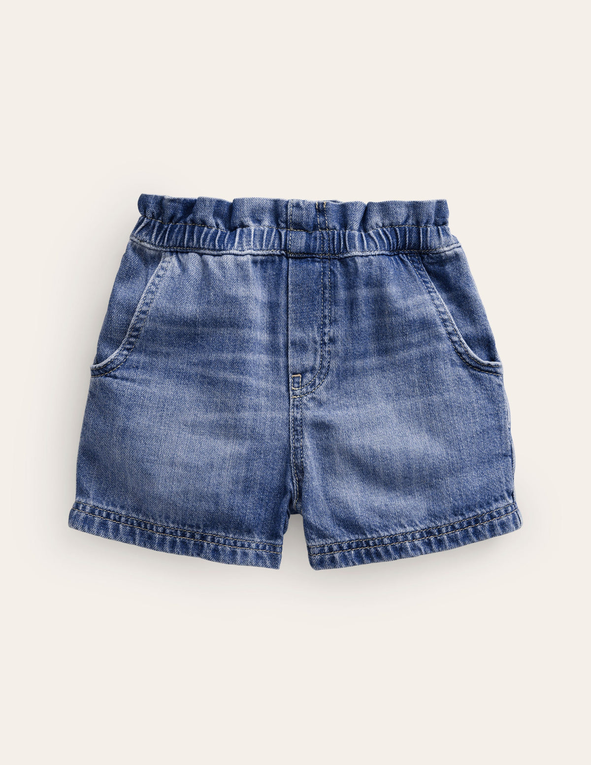 Pull-on Shorts-Plain Denim-1