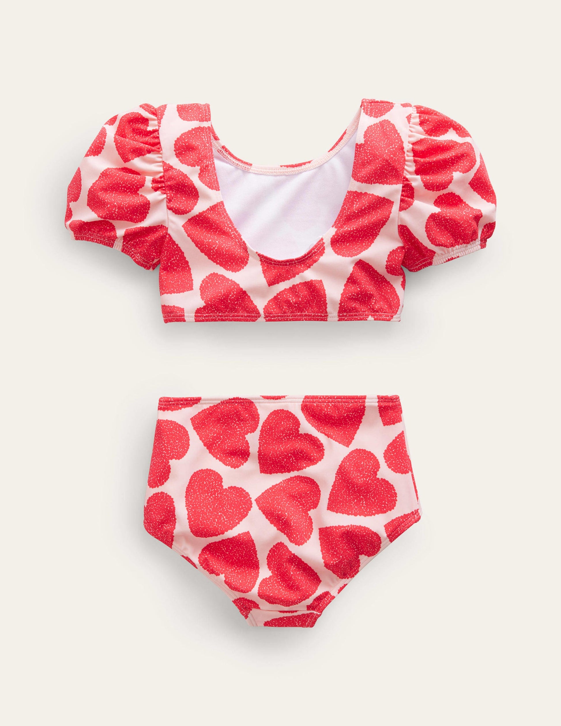 Puff Sleeve Bikini-Ballet Pink Hearts-2