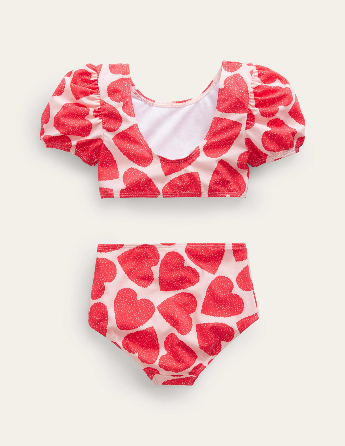Puff Sleeve Bikini-Ballet Pink Hearts - Image 2